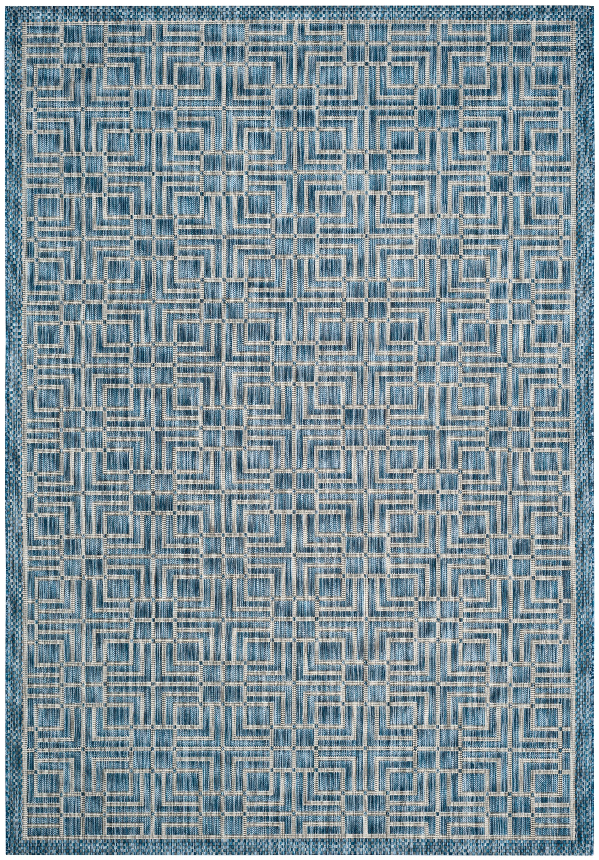 Navy and Gray Flat Woven Synthetic Indoor/Outdoor Area Rug