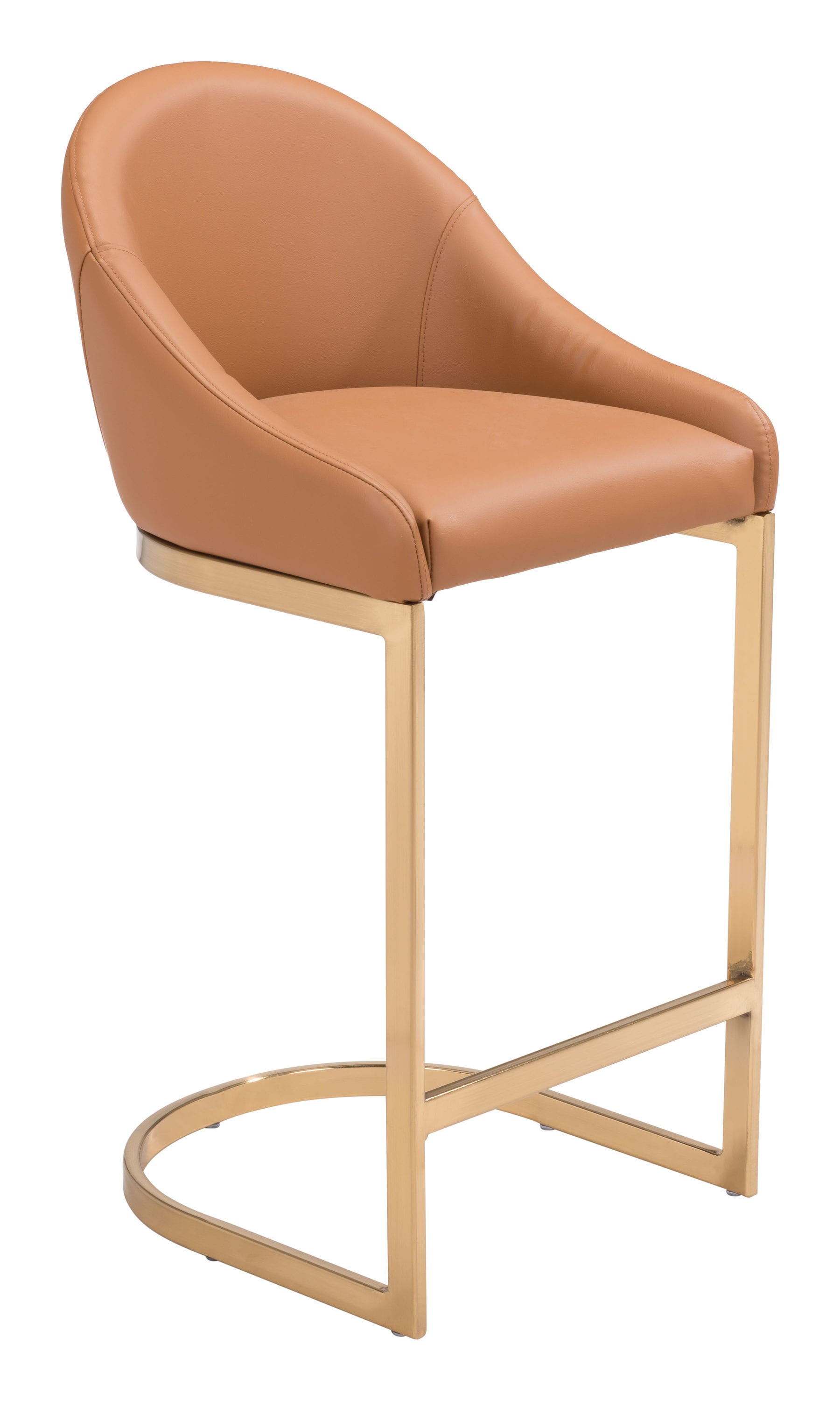 Zuo Modern 101973 Scott Tan 26.4-in H Counter height Upholstered Metal Bar Stool Back