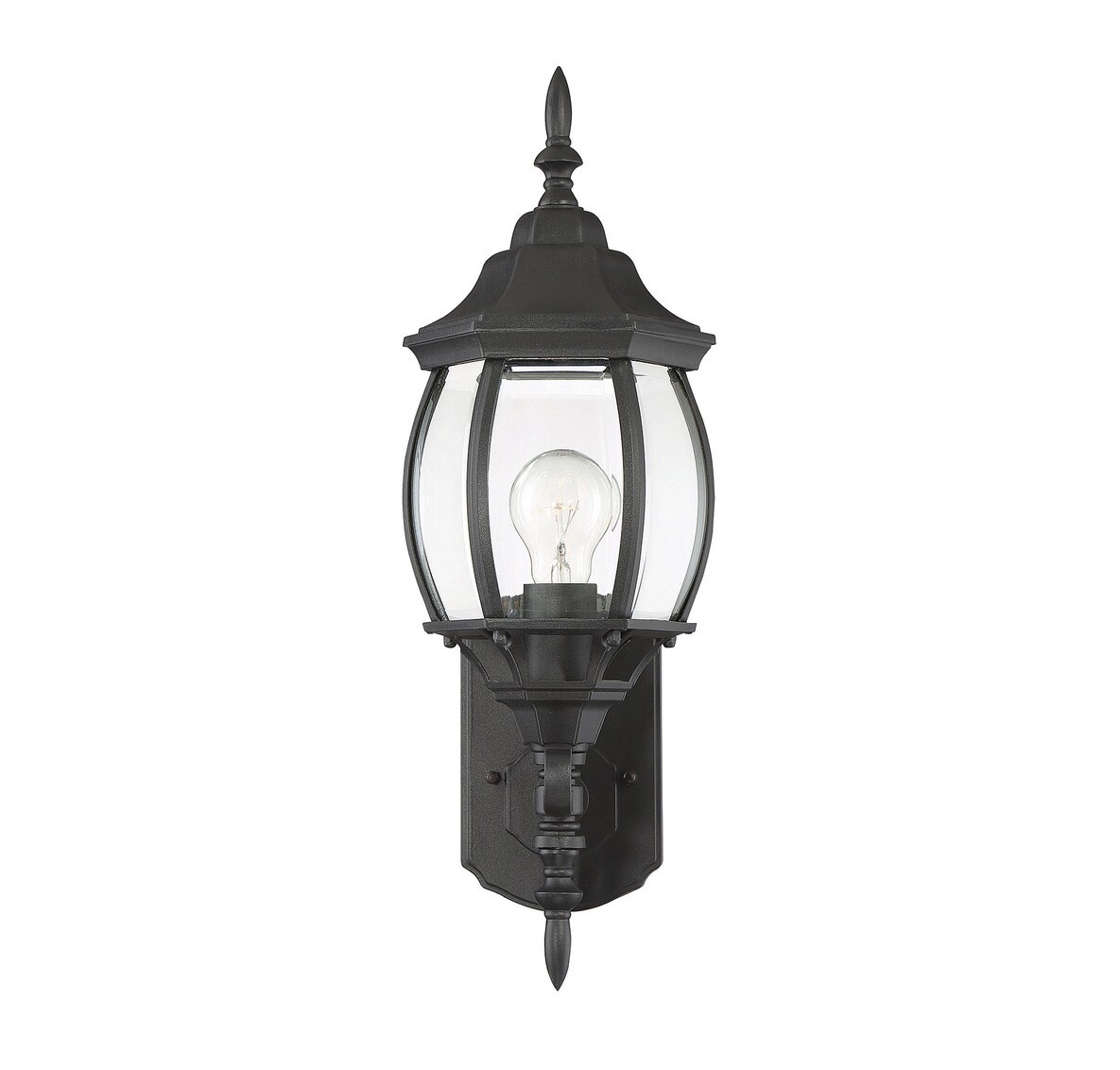 Black Transitional Outdoor Lantern Wall Sconce with Clear Glass