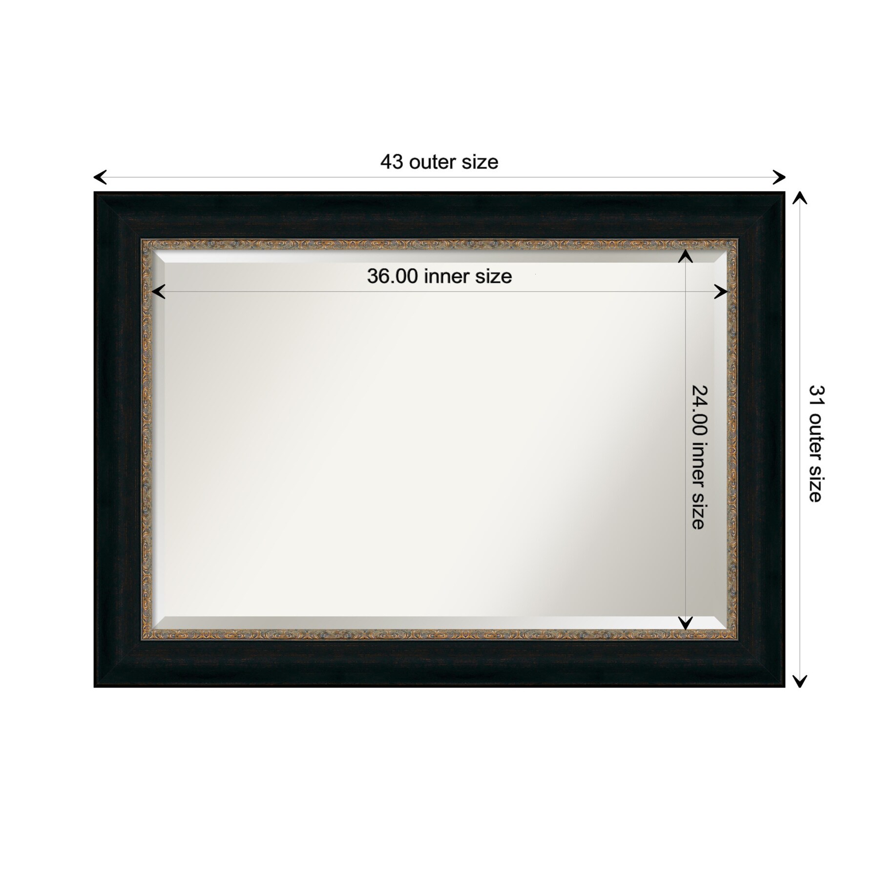 Impact Bronze 42"x30" Rectangular Wall Mirror with Gold Highlights