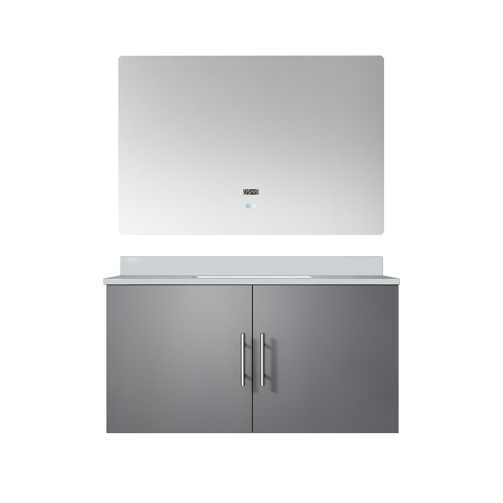 Lexora LVG36SB310 Geneva 36-in Dark Grey Undermount Single Sink Floating Bathroom Vanity with White Cultured Marble Top (Mirror Included)