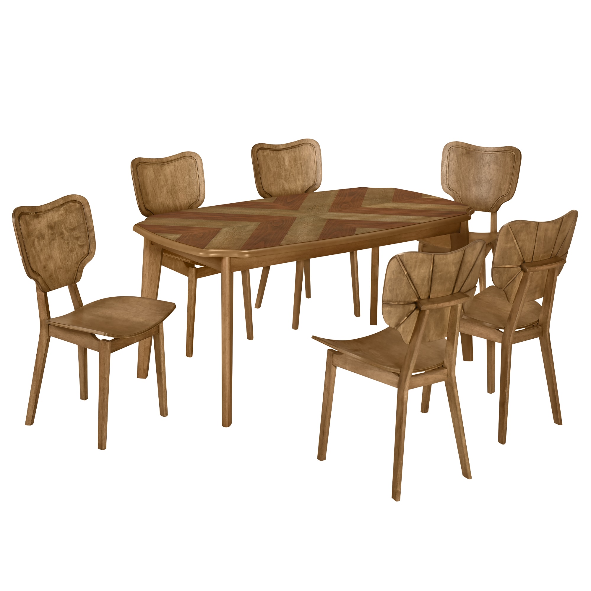 Siavonce XH66AAD Brown Contemporary/Modern Dining Room Set with Rectangular Table ( Seats 6 )
