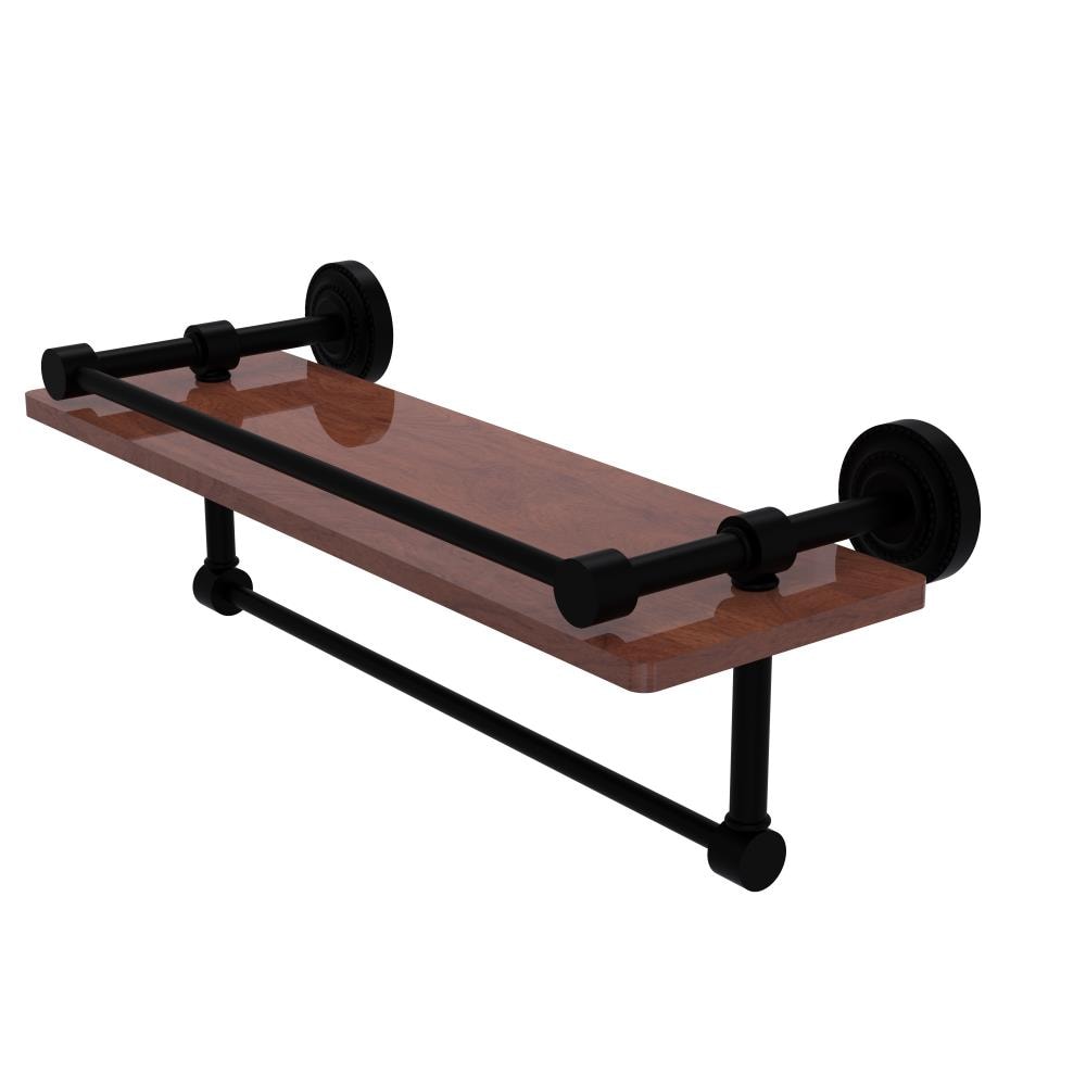 Allied Brass DT-1TB-16-GL-IW-BKM Dottingham Matte Black Wall mount Bathroom Shelf ( 16-in x 5-in x 5-in )