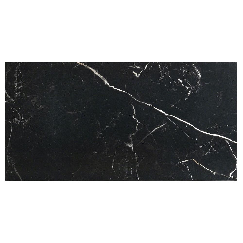 Artmore Tile EXT3RD103523 Sample- Grace Nero 4-in x 8-in Polished Porcelain Marble Look Floor and Wall Tile