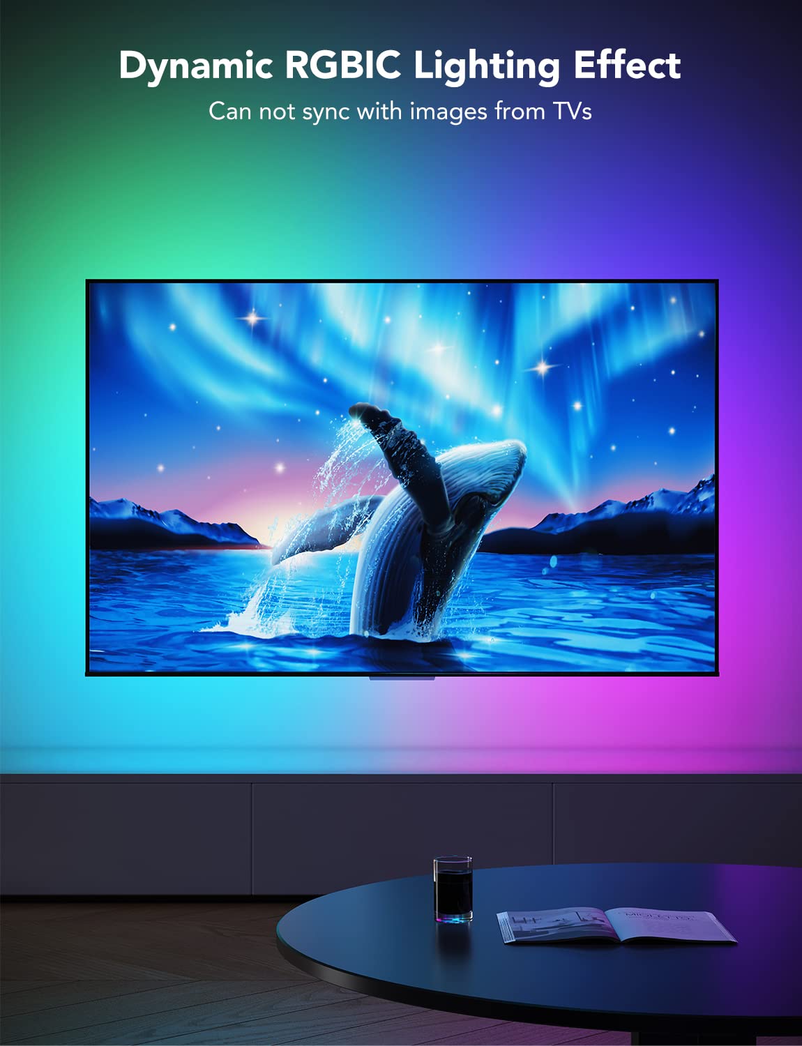 Justincity TV LED Backlight RGBIC Smart LED Strip Lights for 70 to 80 ...