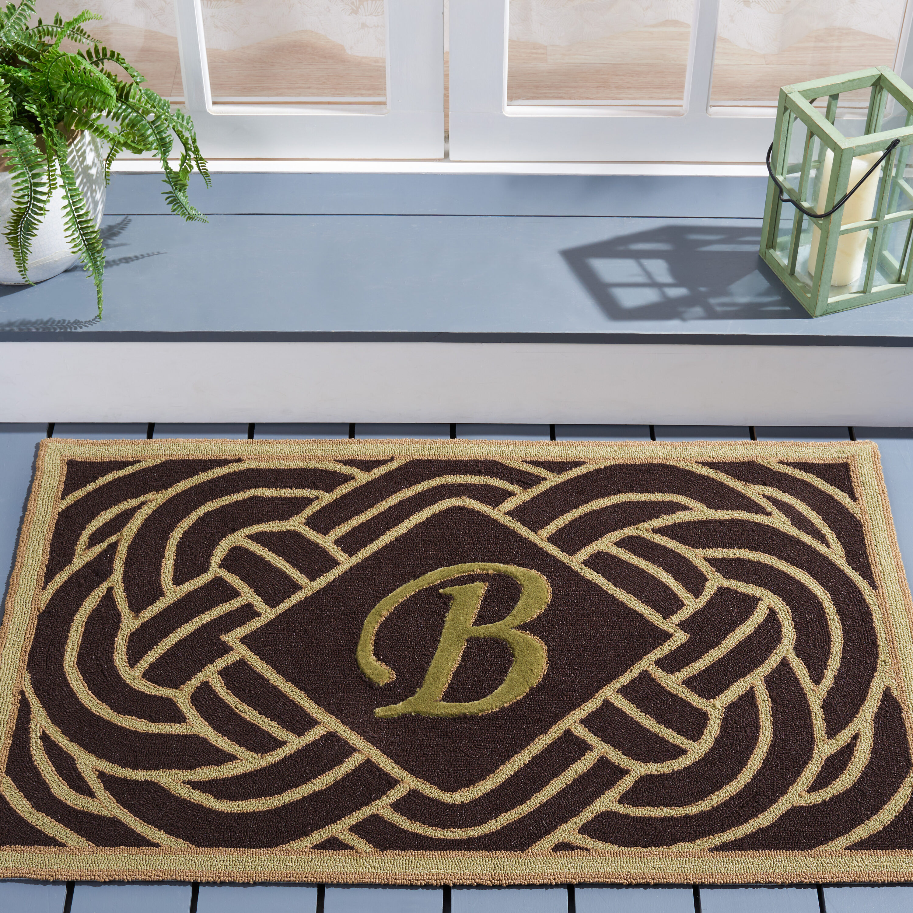 Monogram W Chocolate 3 x 4 Rectangular Area rug