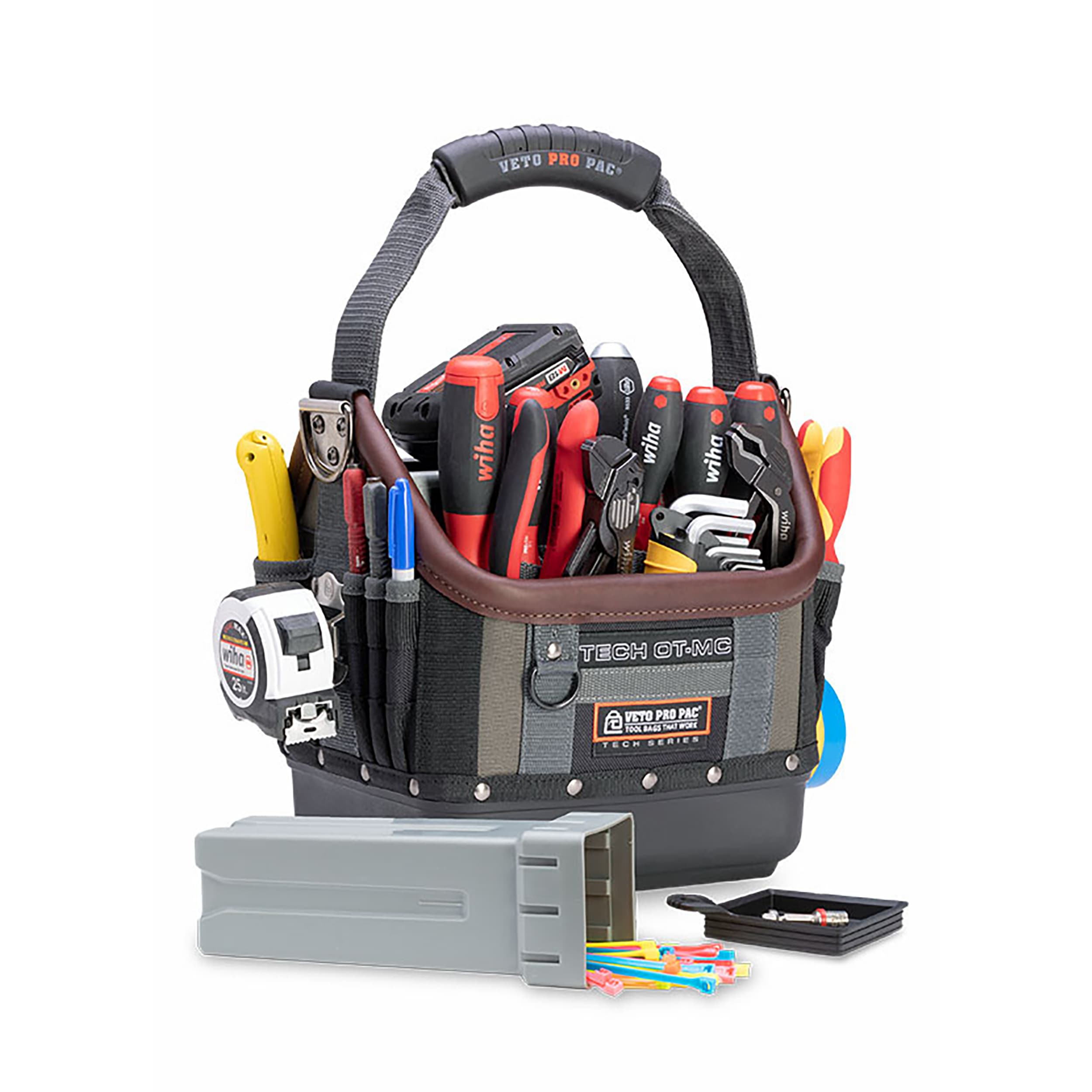 Compact Black and Gray Nylon Tool Tote with Multiple Pockets