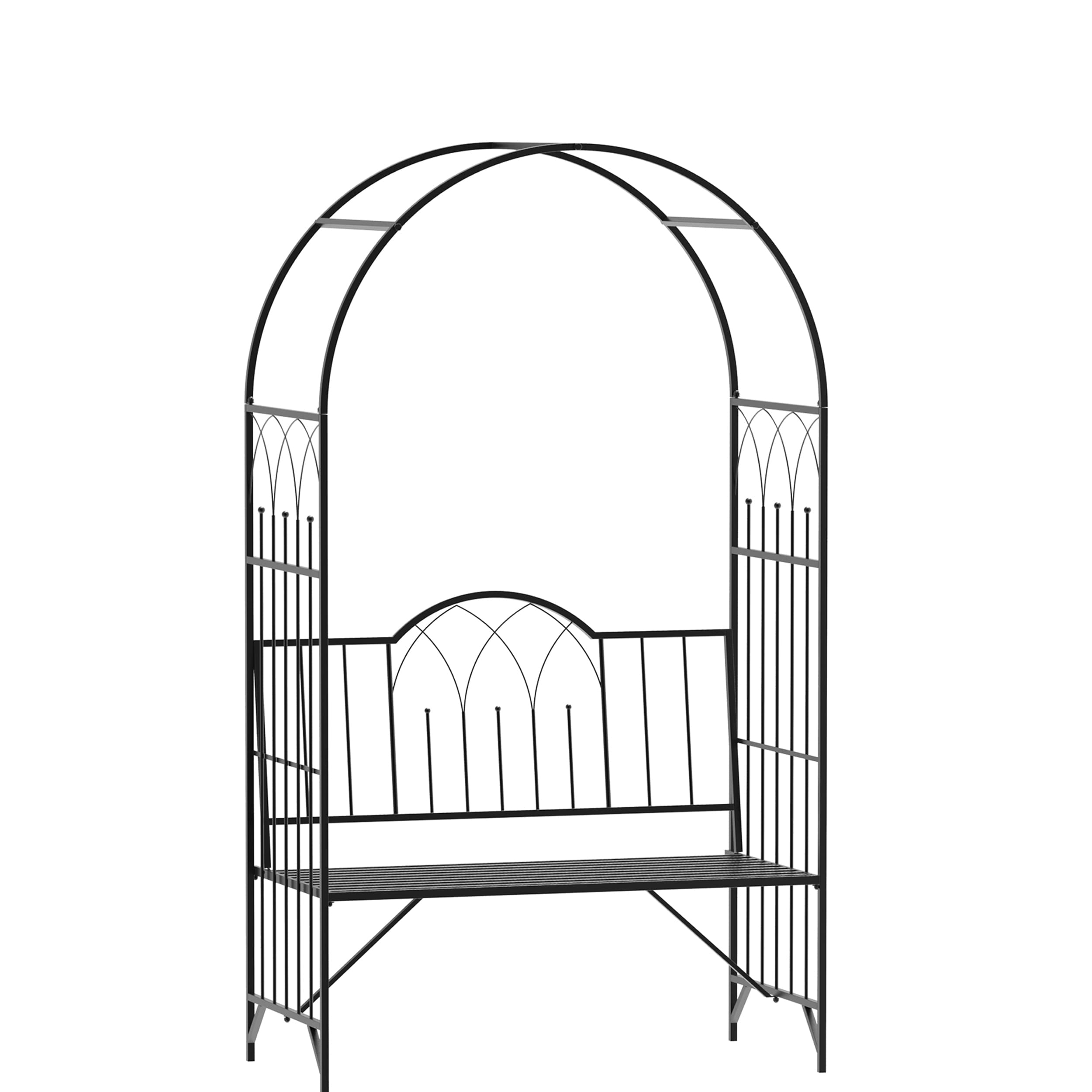 AHIOU HOME ZAAHG-P200849GA Downey 3.8-ft W x 6.7-ft H Arched Black Steel Garden Arbor