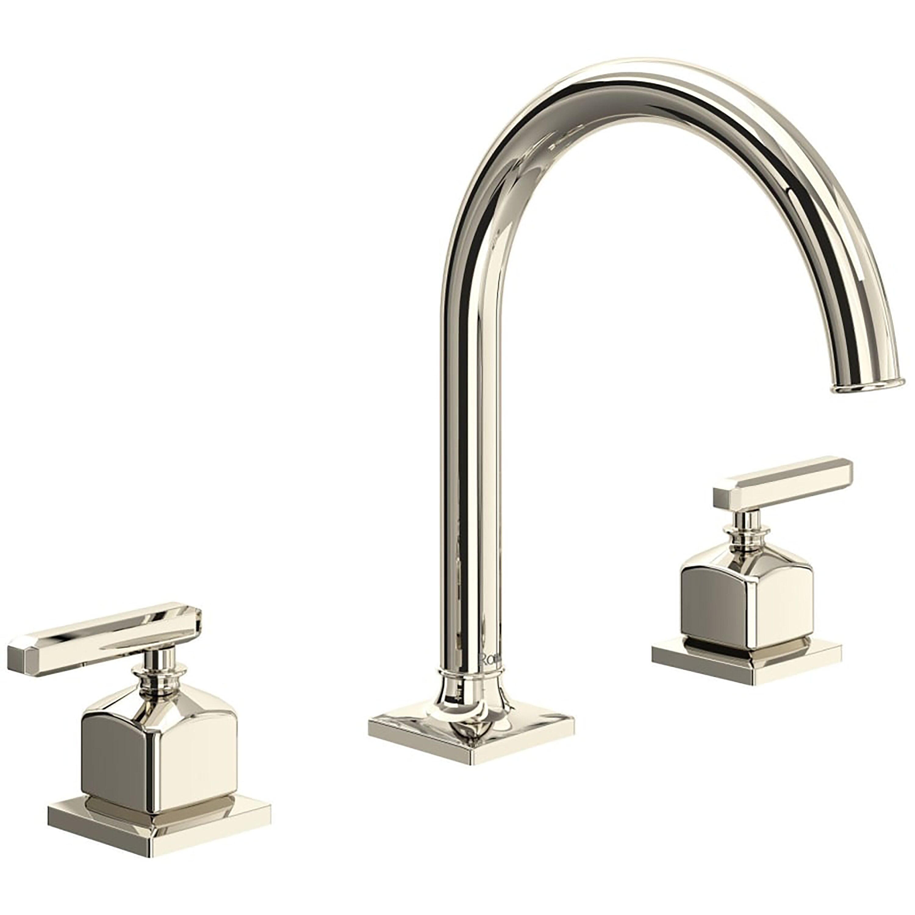Rohl AP08D3LMPN Polished Nickel Widespread 2-handle Mid-arc Residential Handle Bathroom Sink Faucet with Drain