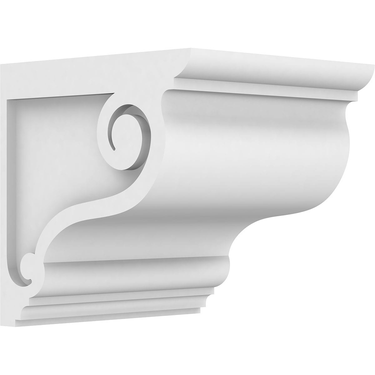 Ekena Millwork CORP07X08X08SCR 7-in x 8-in x 8-in Standard scroll Unfinished White PVC Paintable Corbel