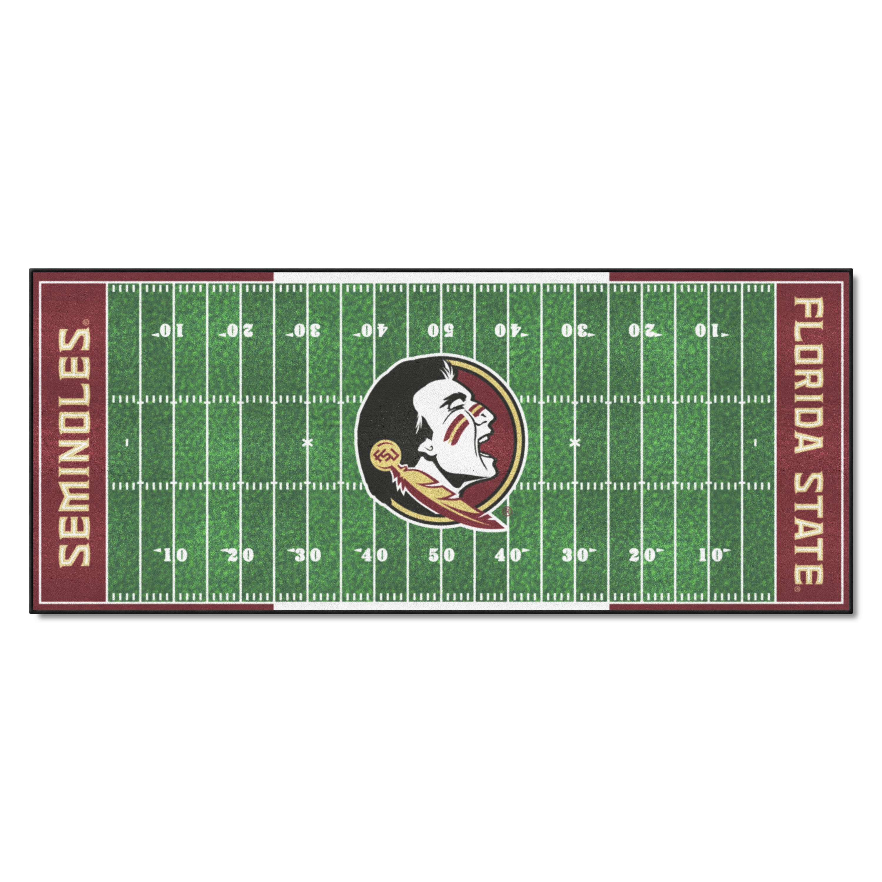 FANMATS 7526 NCAA Field Runner 2 x 6 (ft) Tufted Nylon Green Rectangular Indoor Stripe Runner rug