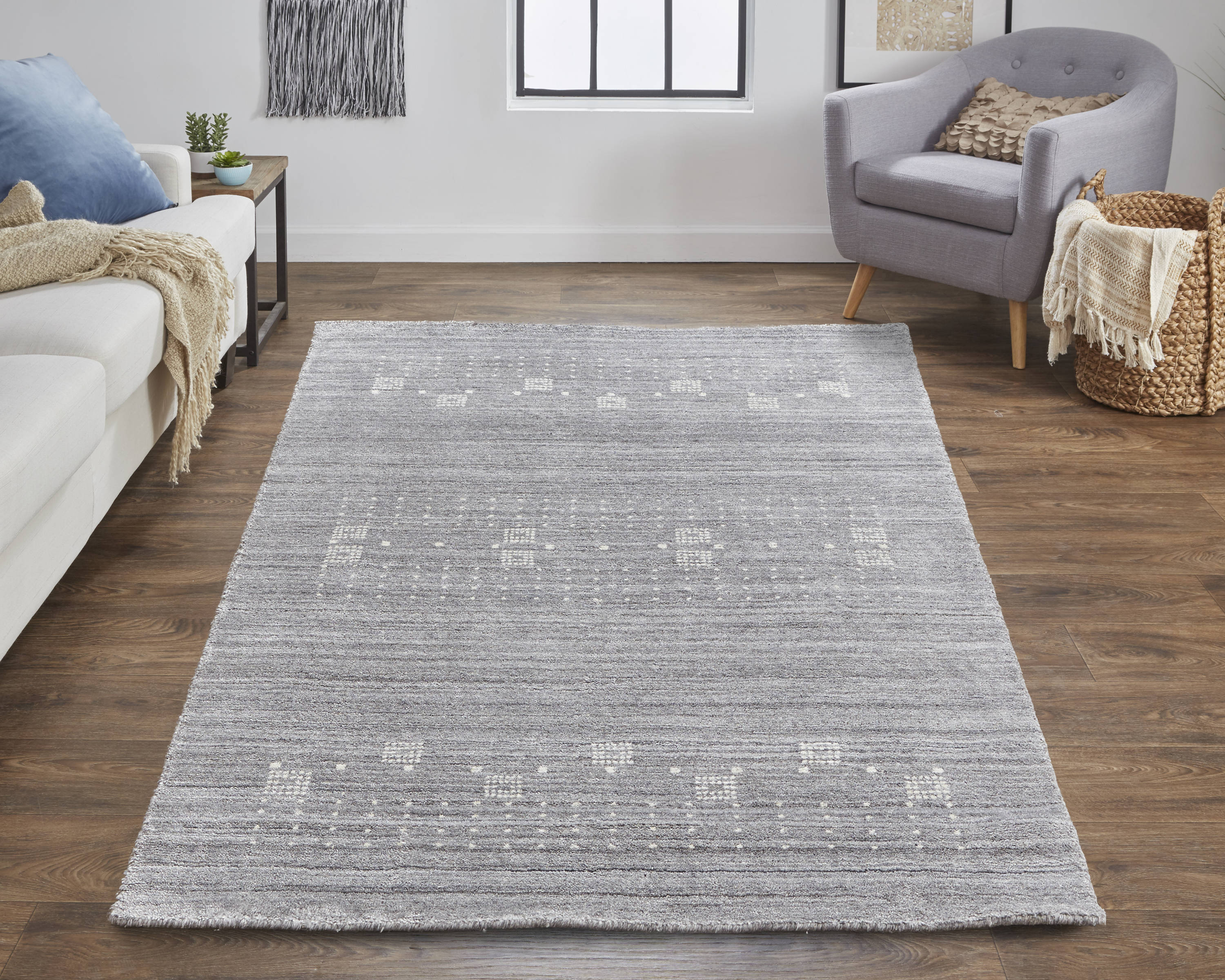 Room Envy 983R6579GRY000E50 Yurie 6 x 9 (ft) Loomed Wool Opal Gray/Ivory Rectangular Indoor Solid Area rug