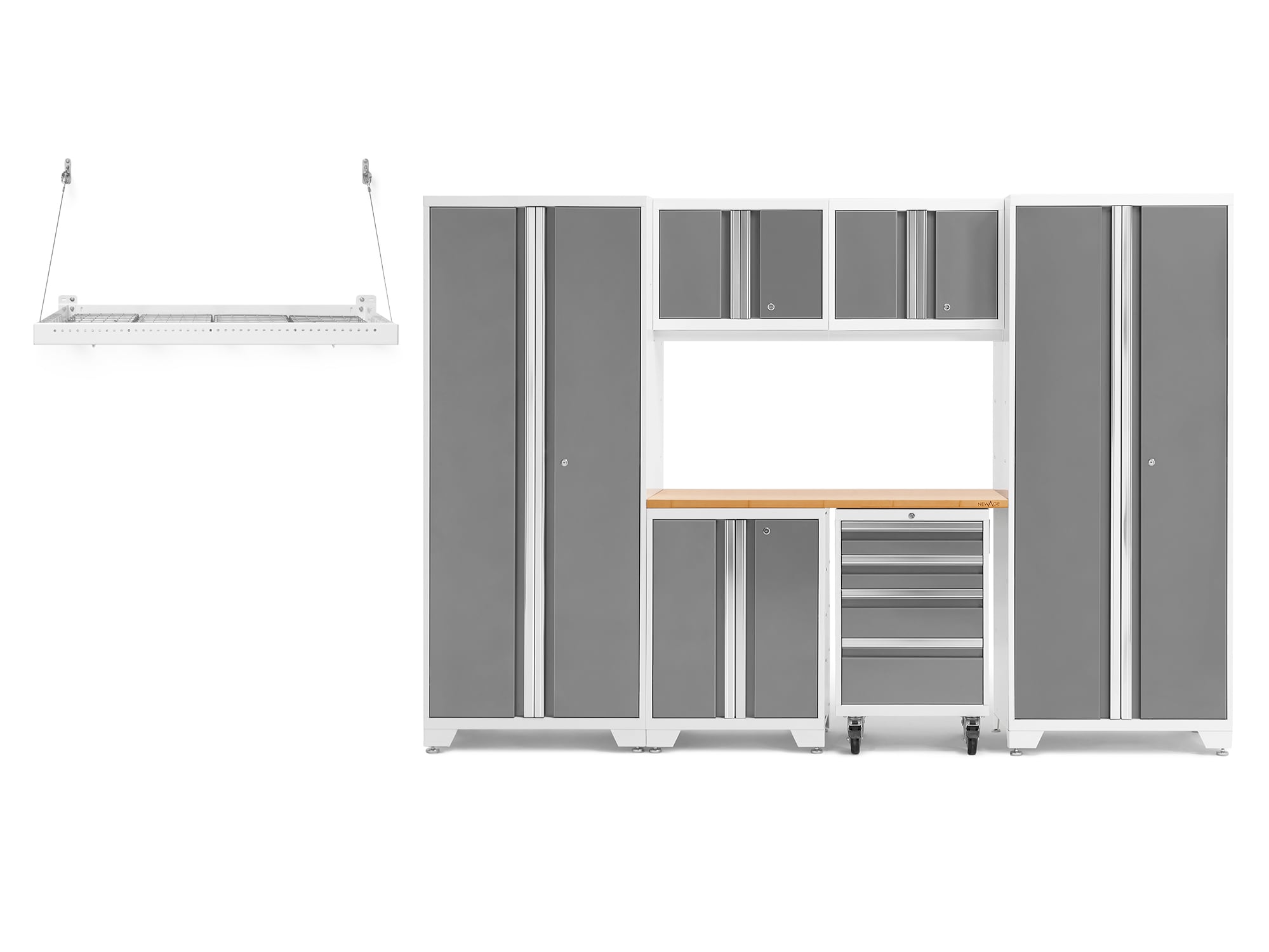NewAge Products 54879 108-in W x 76.75-in H x 18-in D 6 -Cabinets Steel Platinum Garage Storage System