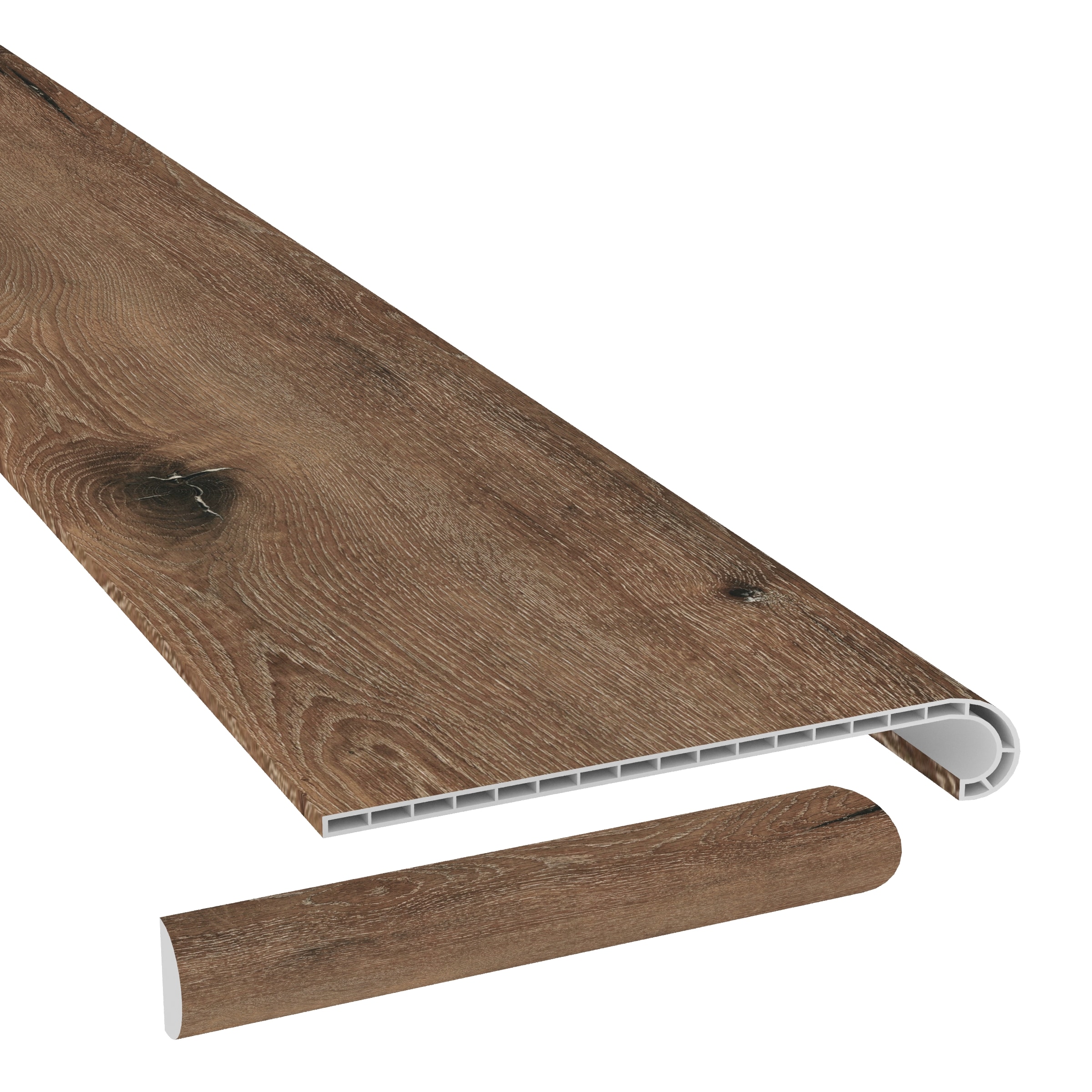 CALI 7906001021 Aqua Tough XL 49.8-in x 12.2-in x 1.73-in Brown Vinyl Reversible return Eased edge Stair Tread