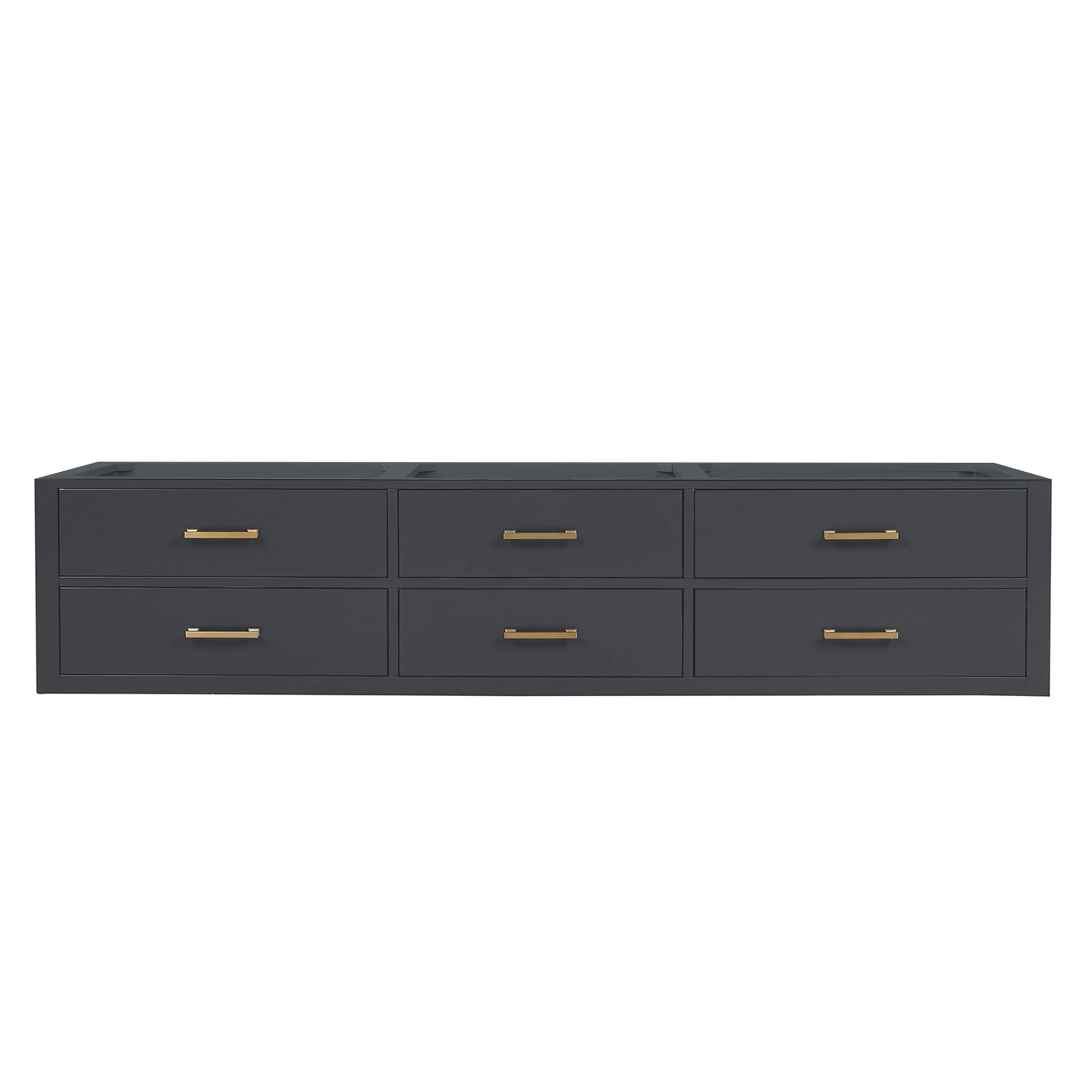 Lexora LVSO84DL000 Southold 84-in Black Floating Bathroom Vanity Base Cabinet without Top