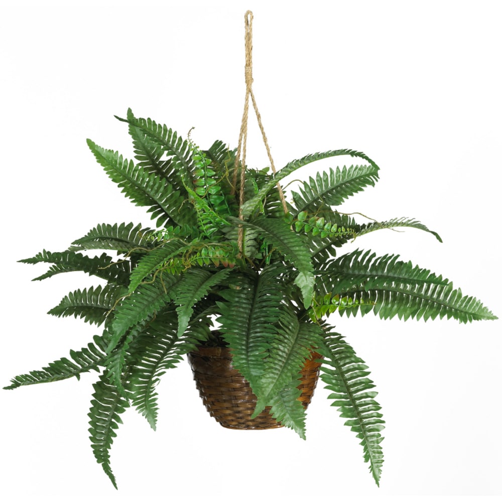 Galebeiren Artificial Ferns with Hanging Basket, 33in Large Fake Boston  Fern Faux Hanging Plant for Outdoors Indoors Home Garden Porch Office  Entrance