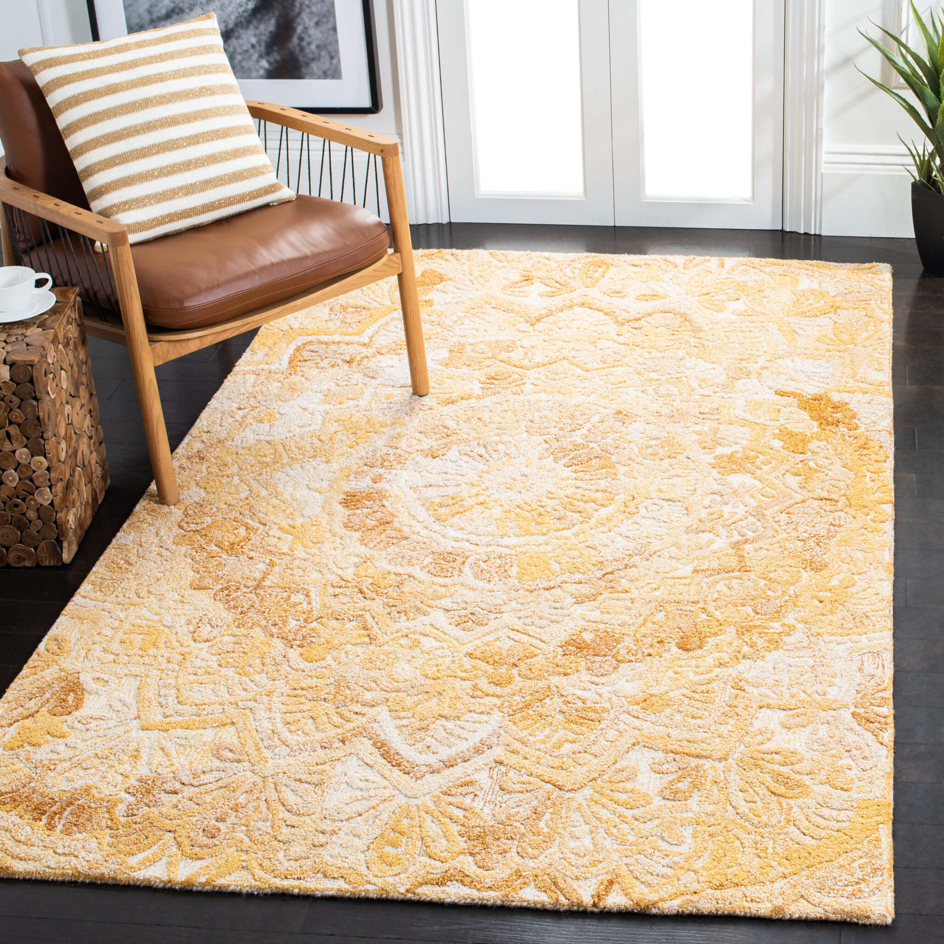  Marquee 110 Yellow/Ivory Traditional 5ft x 8ft Medium Rectangle Rug