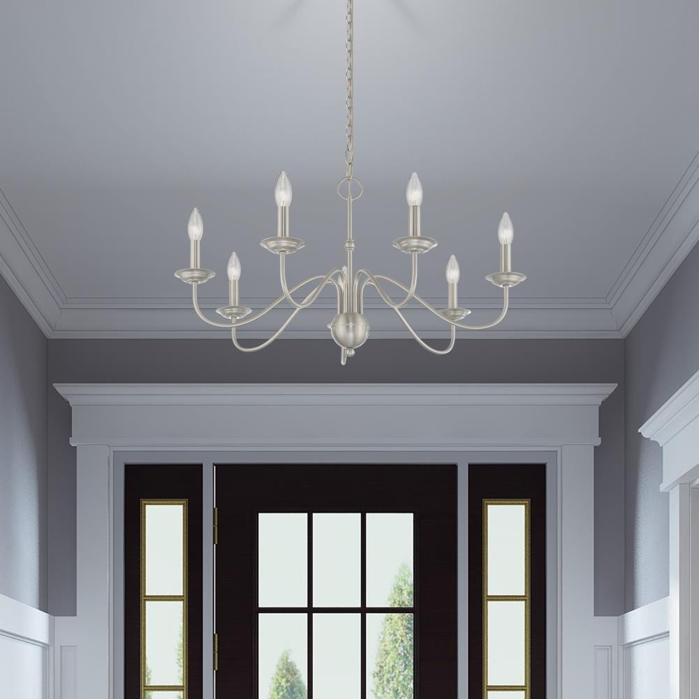 Elegant Windsor Brushed Nickel 7-Light Plug-in Chandelier