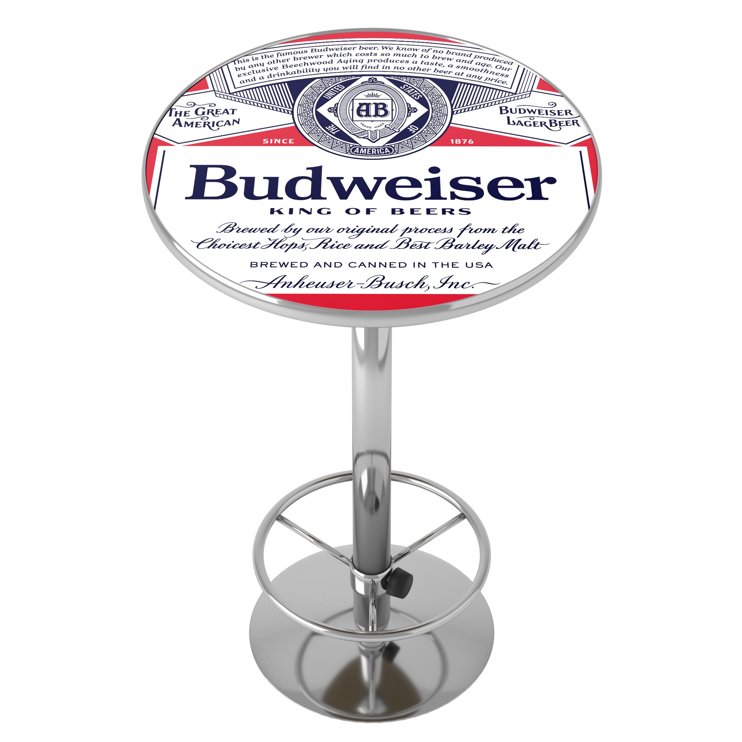 Trademark Gameroom AB2000-LBL Pub Tables White Round Traditional Bar Table, Composite with Metal Metal Pedestal Base 27.375-in L x 42-in H