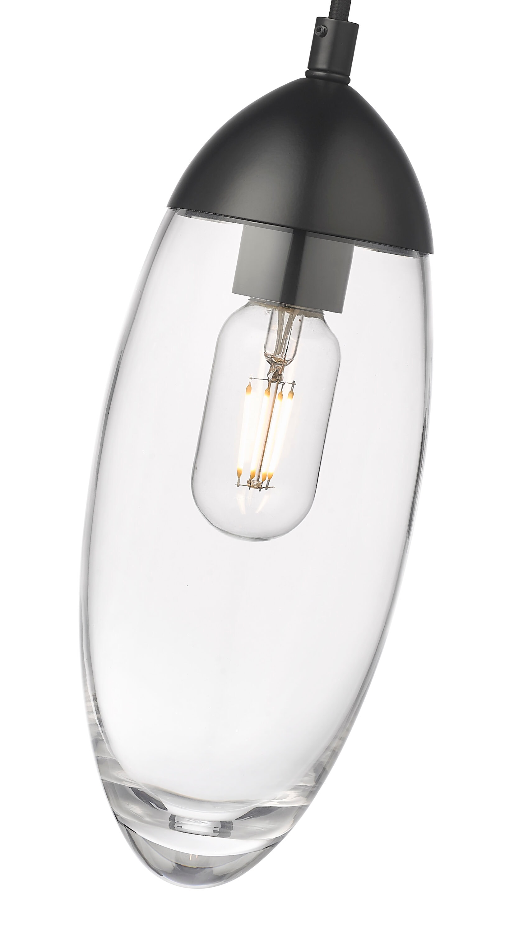 Matte Black Glass and Nickel Indoor/Outdoor Pendant Light