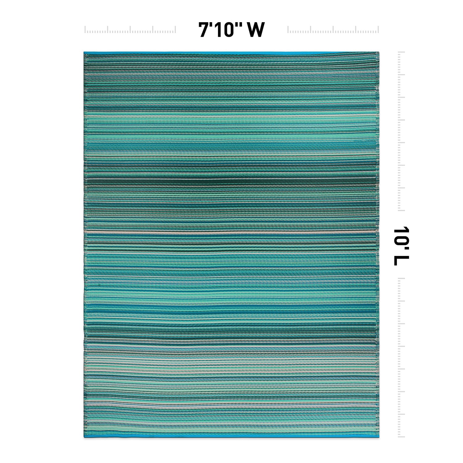 Blue and Green Striped Synthetic Reversible Area Rug 8' x 10'