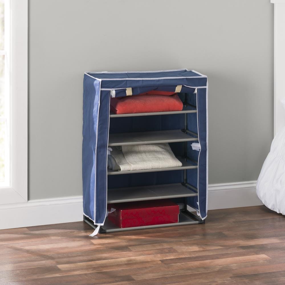 Home Basics Sunbeam 8 Tier Portable Navy Fabric Shoe Rack - 54-in H, 24  Pair Capacity, Expandable, Multi-Purpose Storage Solution in the Shoe  Storage department at