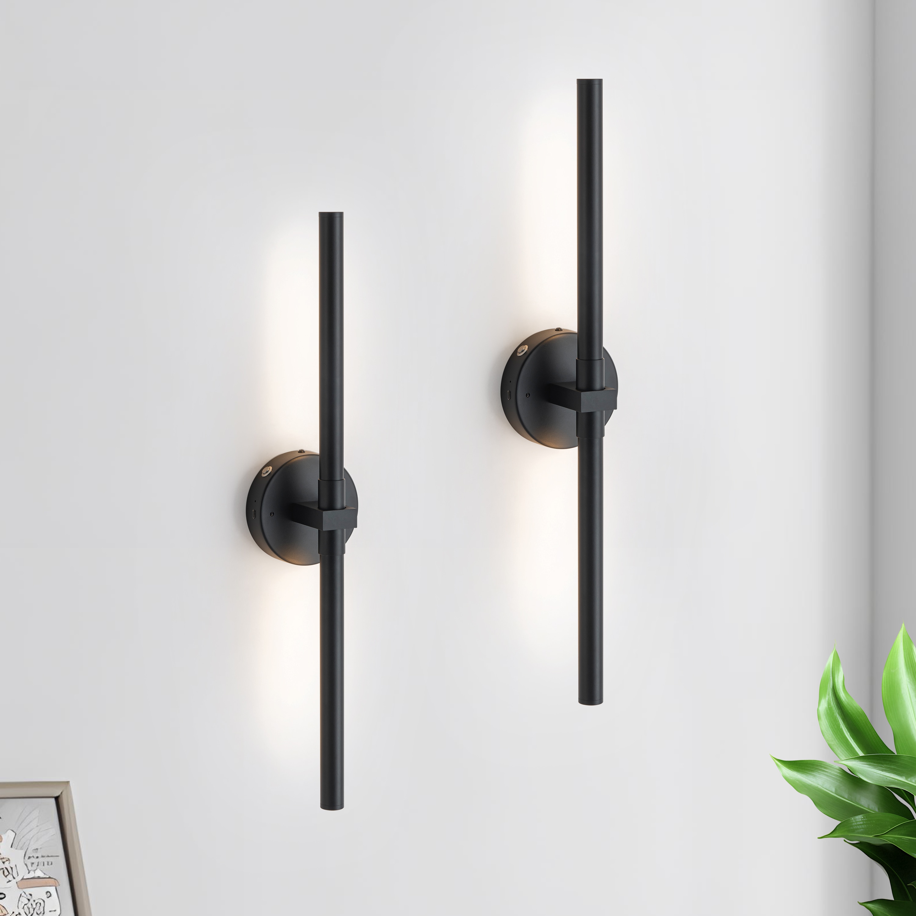 GoYeel ZW065BL60RGS 23.62-in 2 -Light Black Integrated LED Modern/contemporary Vanity light bar