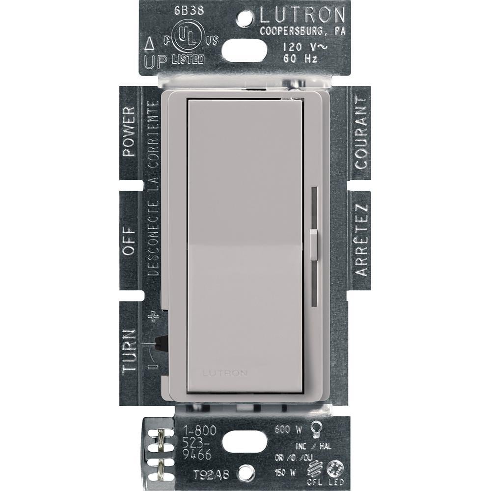 Lutron DV-103P-GR Diva Incandescent Single-pole/3-way Rocker Light dimmer switch Gray