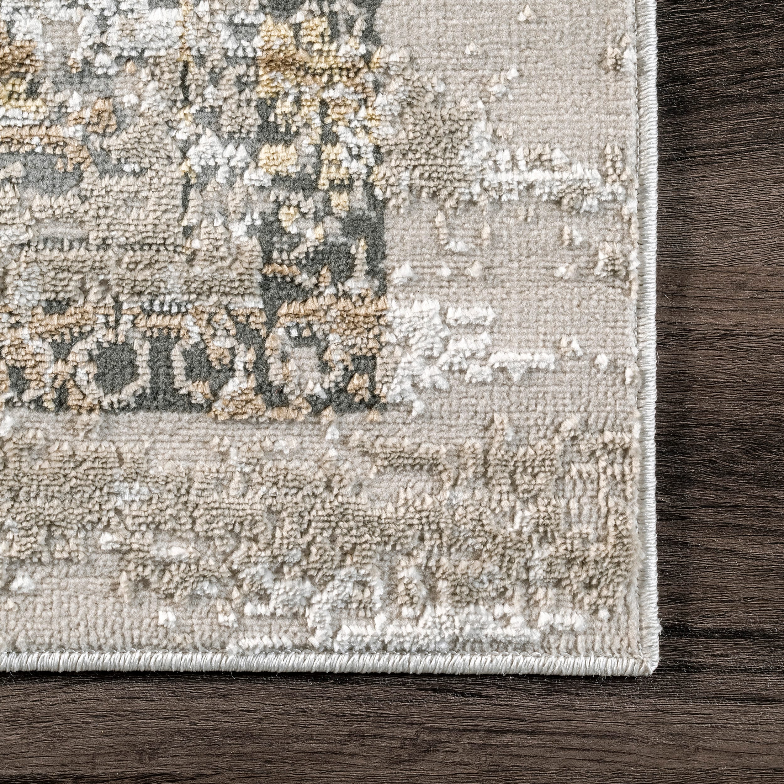 Elegant Faded Medallion 4' x 6' Beige Synthetic Area Rug