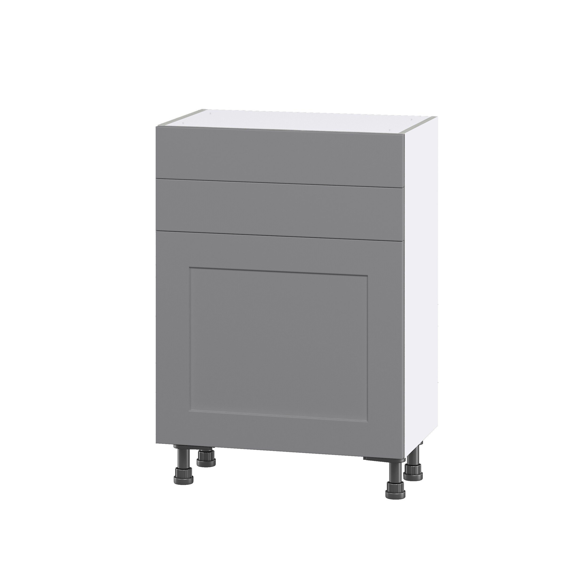 Hugo&Borg Beaumont 30-in W x 34.5-in H x 24-in D Slate Gray 3-Drawers Base Fully Assembled Cabinet (Flat Panel Shaker Style)