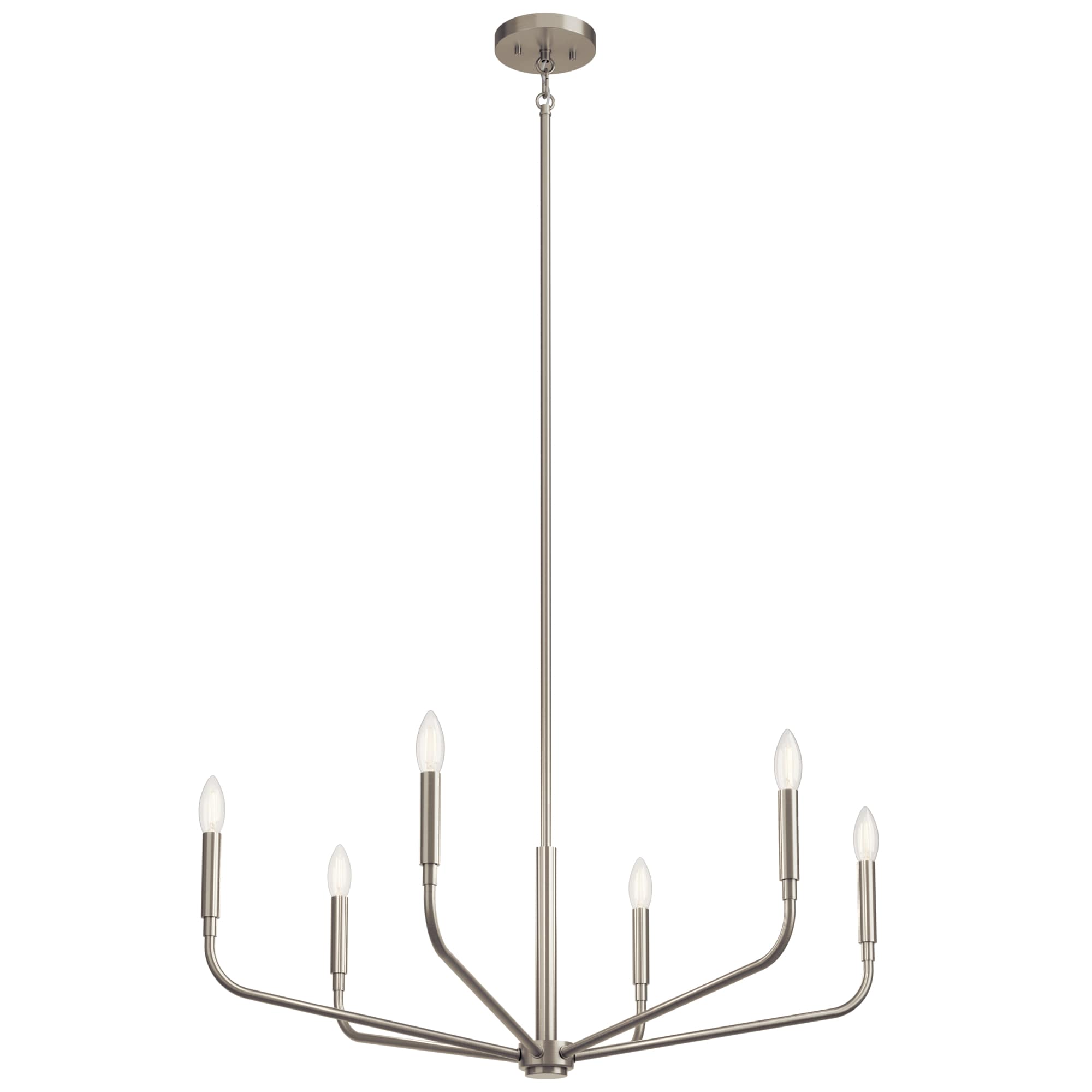 Kichler 52718NI Madden 6 -Light Brushed Nickel Modern/contemporary Bare bulb For Use in Bedrooms, Dining Rooms, Foyers, Kitchens, Living Rooms Chandelier