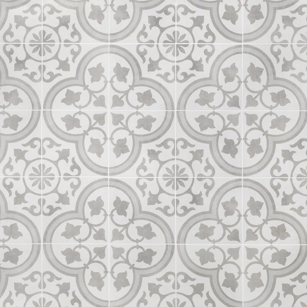 Sintra Ornate Matte 9 x 9 Porcelain Field Tile in Black & White