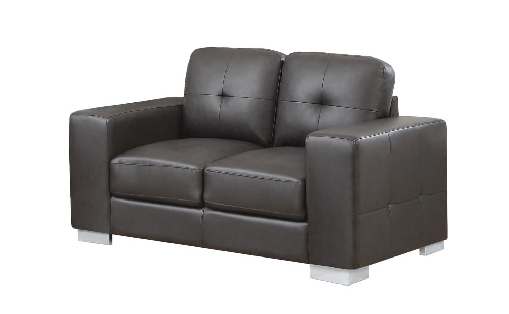 Monarch Specialties Modern Dark Brown Faux Leather Loveseat At 9640