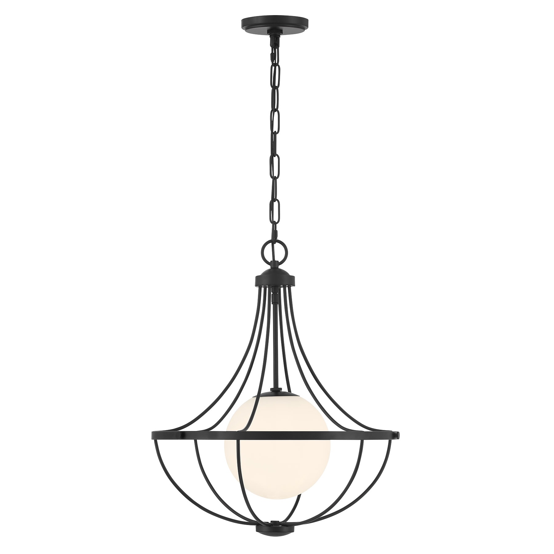 Meridian Lite Trends M7047MBK Meridian Matte Black Modern/contemporary Opal glass Geometric Medium Hanging Pendant light