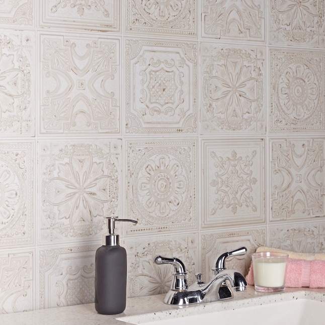 Affinity Tile Fitz White 8-in x 8-in Multi-finish Ceramic Patterned ...