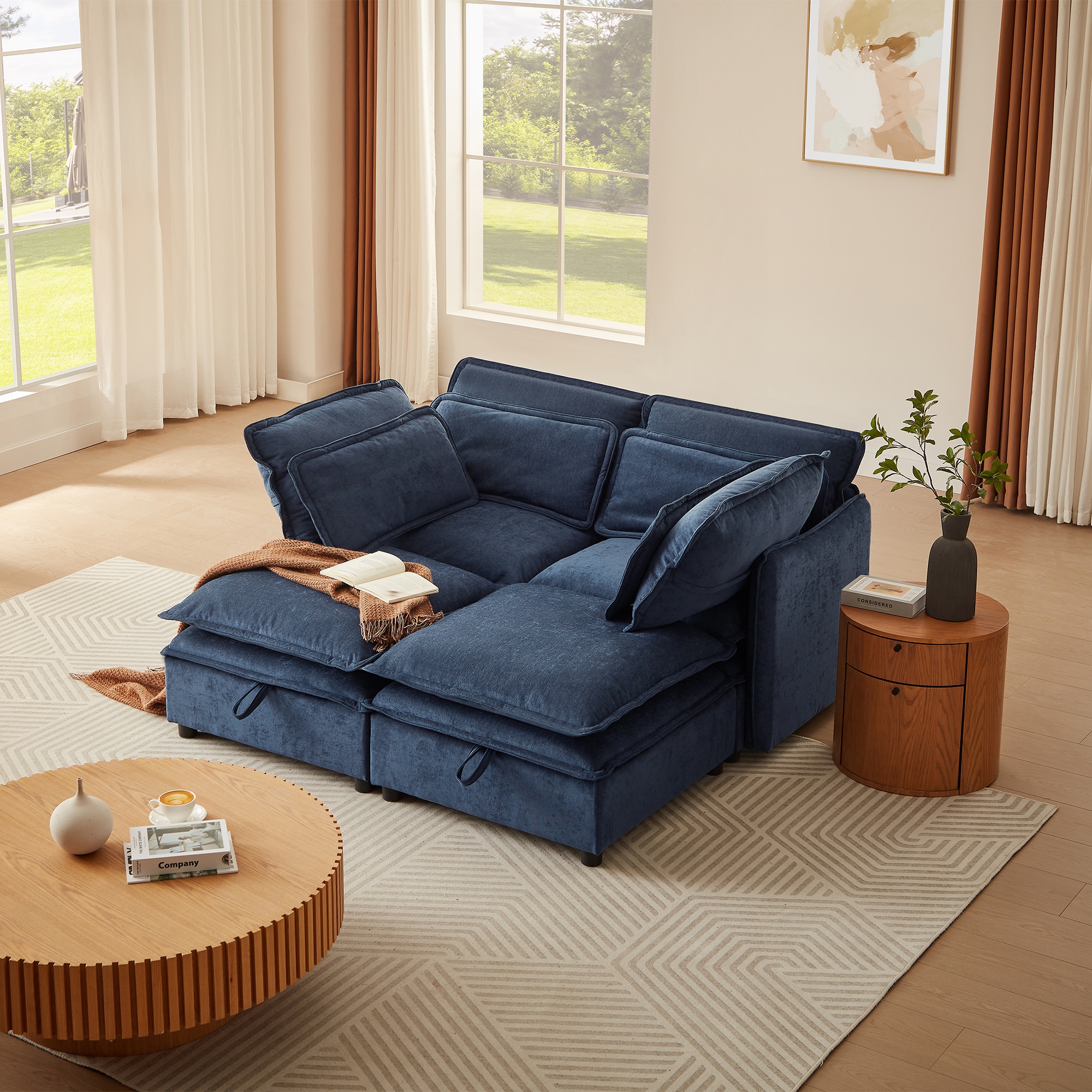 ModernLuxe WY000422AAC DoubleLayer Cushion Modular Sofa Freely Combinable 4Seater with Storage Function Includes 4 Soft Cushions Perfect for Living Rooms Offices and Apartments