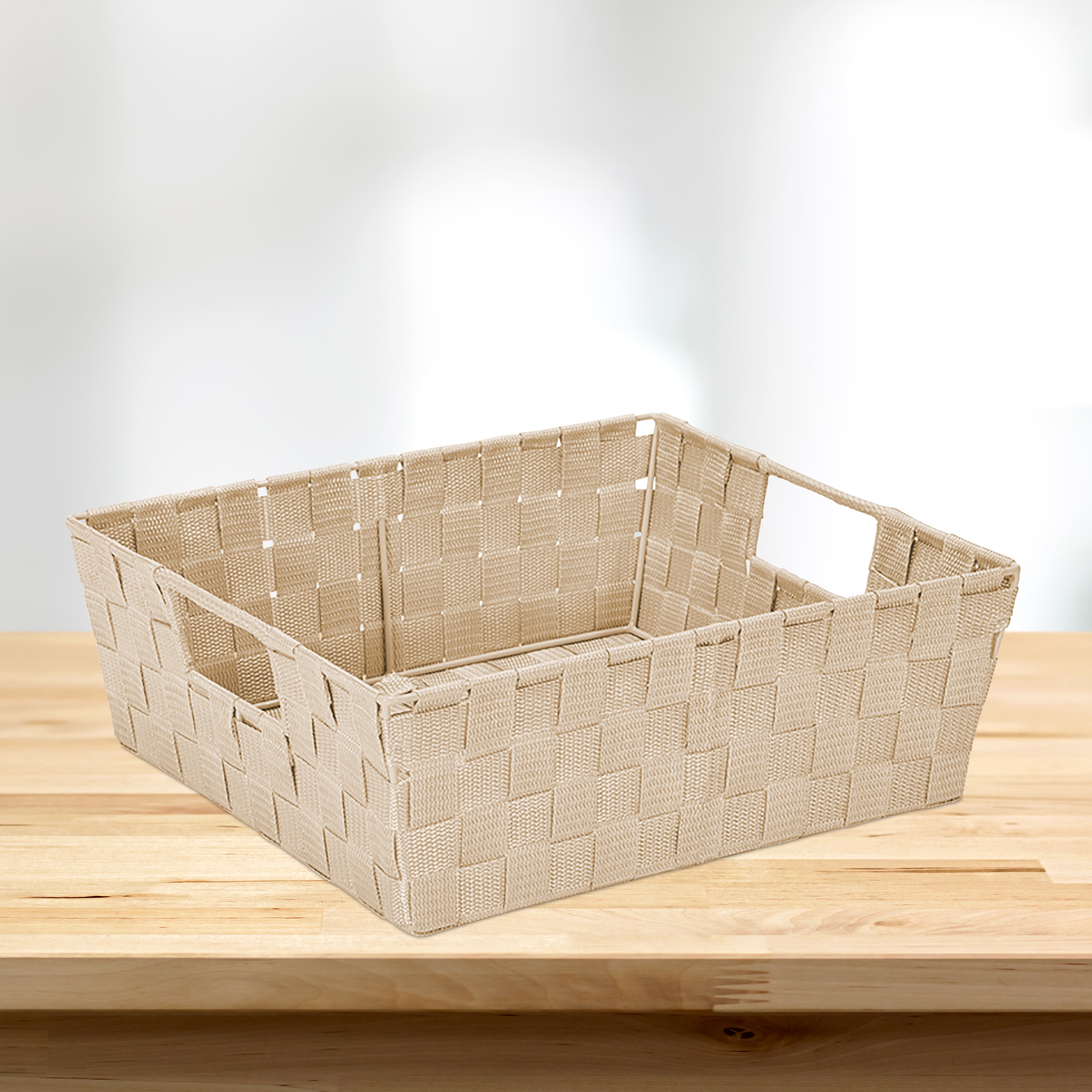 Simplify 2-Pack 15-in W x 5-in H x 13-in D Ivory Polypropylene Basket in  the Storage Bins & Baskets department at