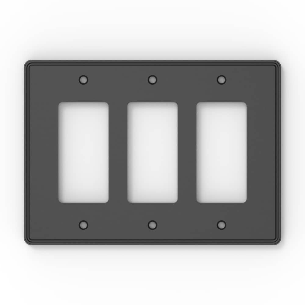 allen + roth Connley 3 -Gang Matte black Zinc Indoor Decorator Wall Plate