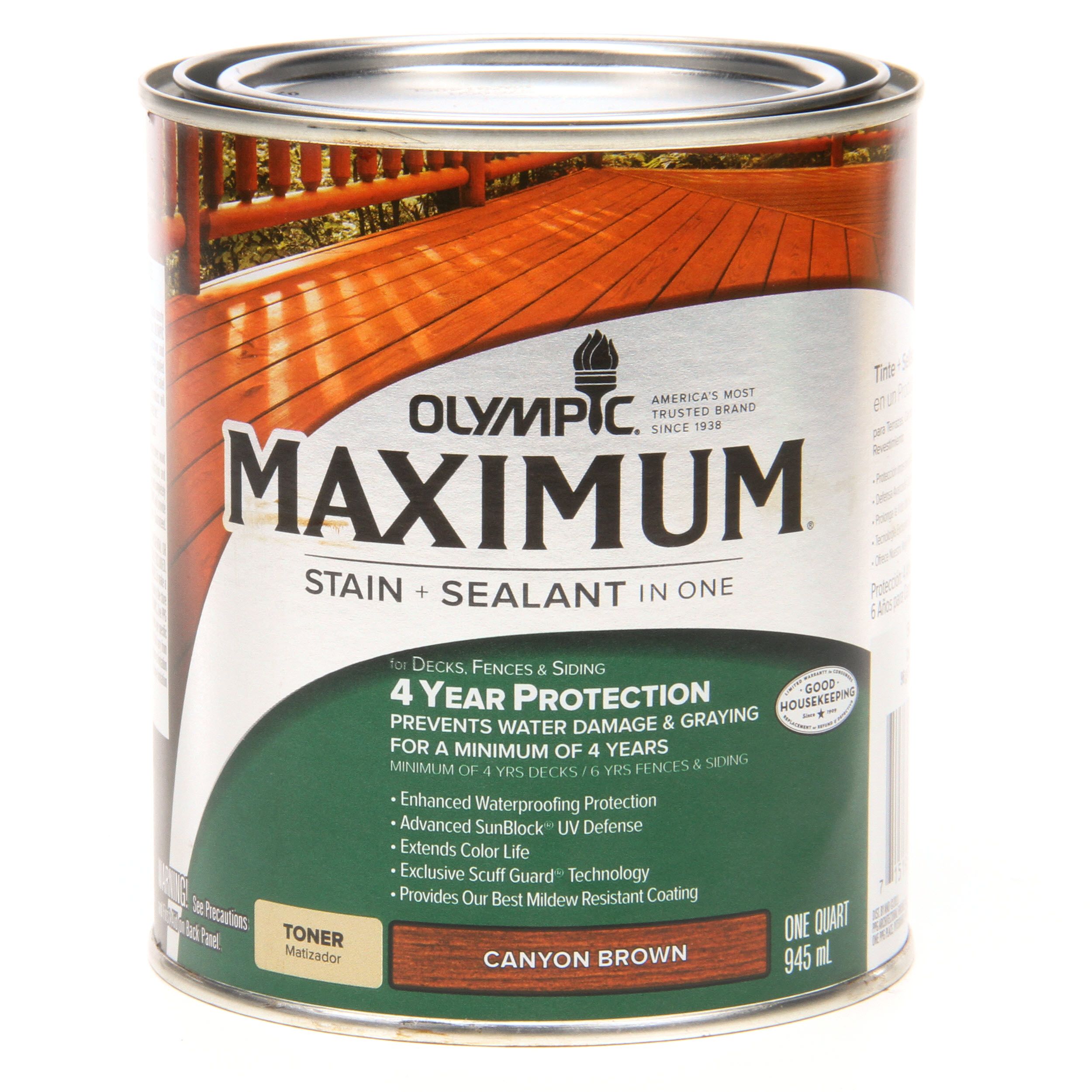 Olympic MAXIMUM Pre-tinted Canyon Brown Transparent Exterior Wood Stain ...