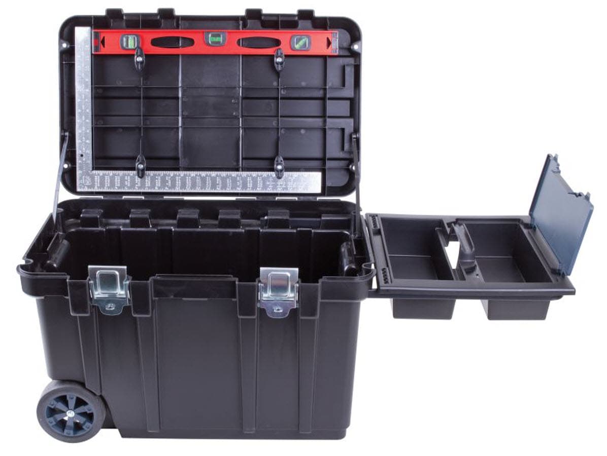 Large Plastic Toolboxes Chest Lockable Lid Removable Storage Compartment Inserts 