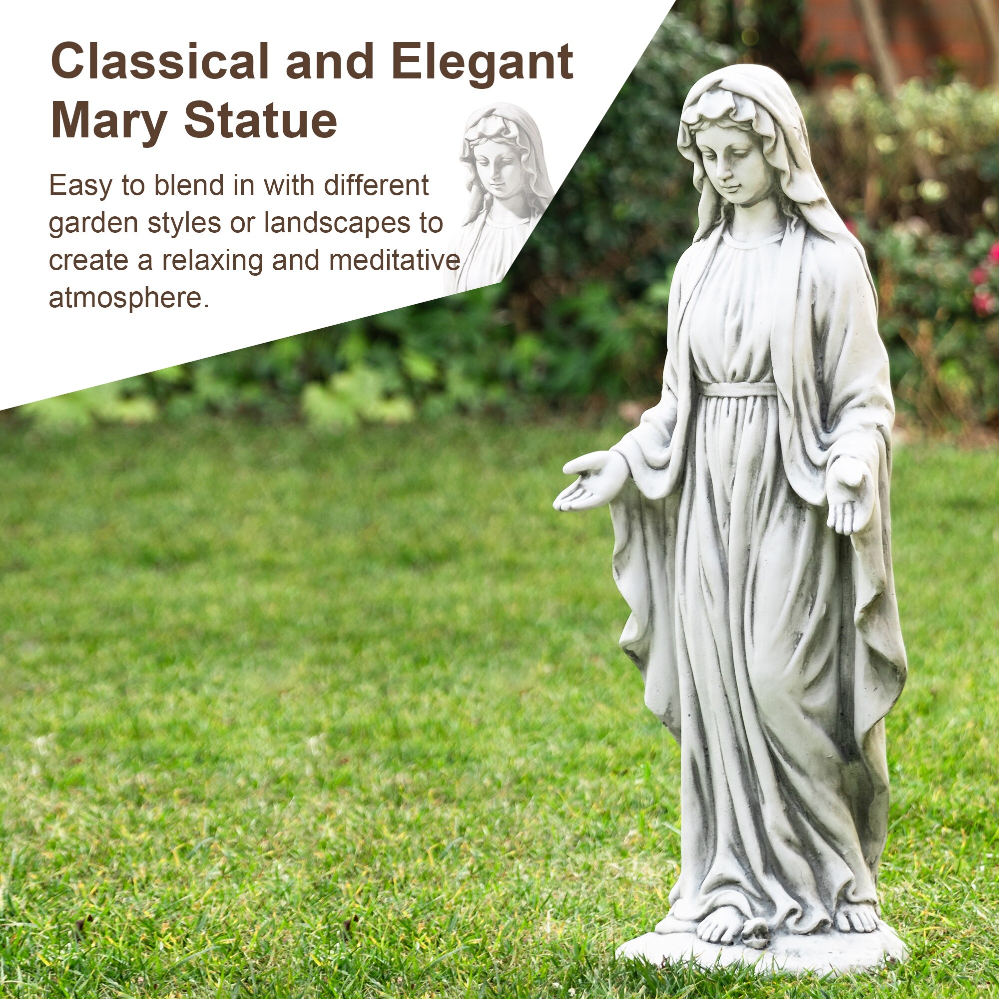 Glitzhome 30-in H x 8.75-in W White Garden Statue in the