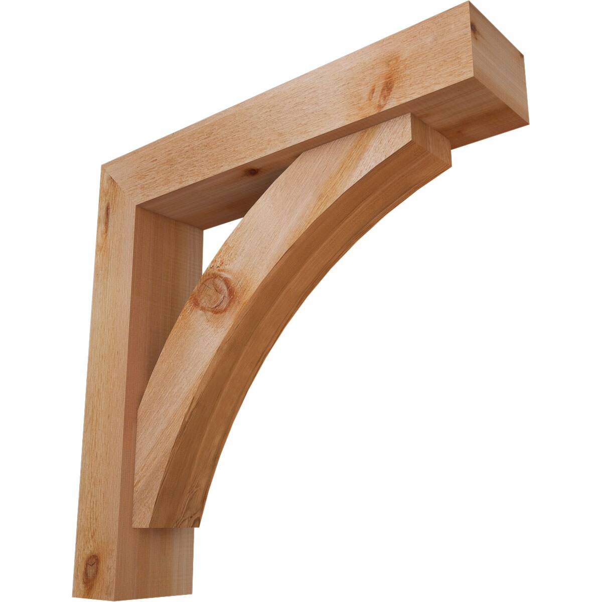 Ekena Millwork 1463852 Thorton Block Rough Sawn Bracket with Offset Brace 6-in x 28-in x 28-in Western red cedar Brown Wood Standard bracket