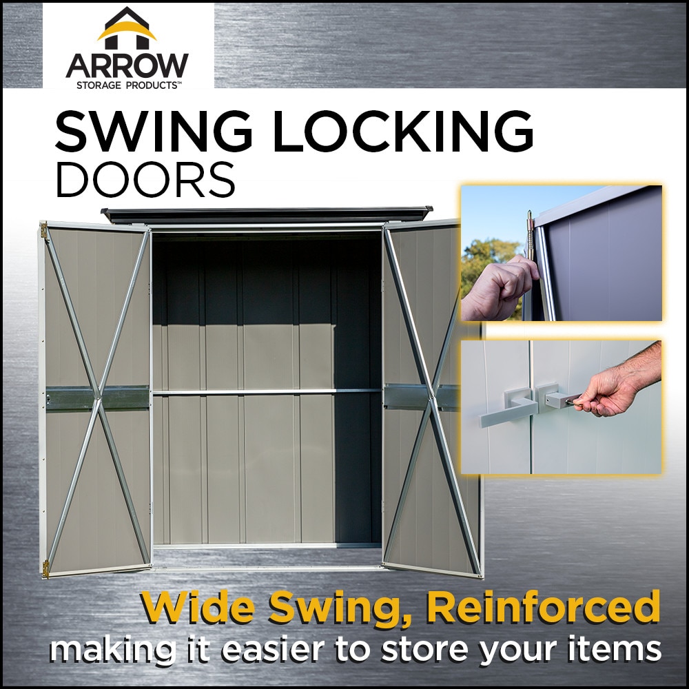 Flute Gray and Anthracite Steel Patio Shed with Swing Doors
