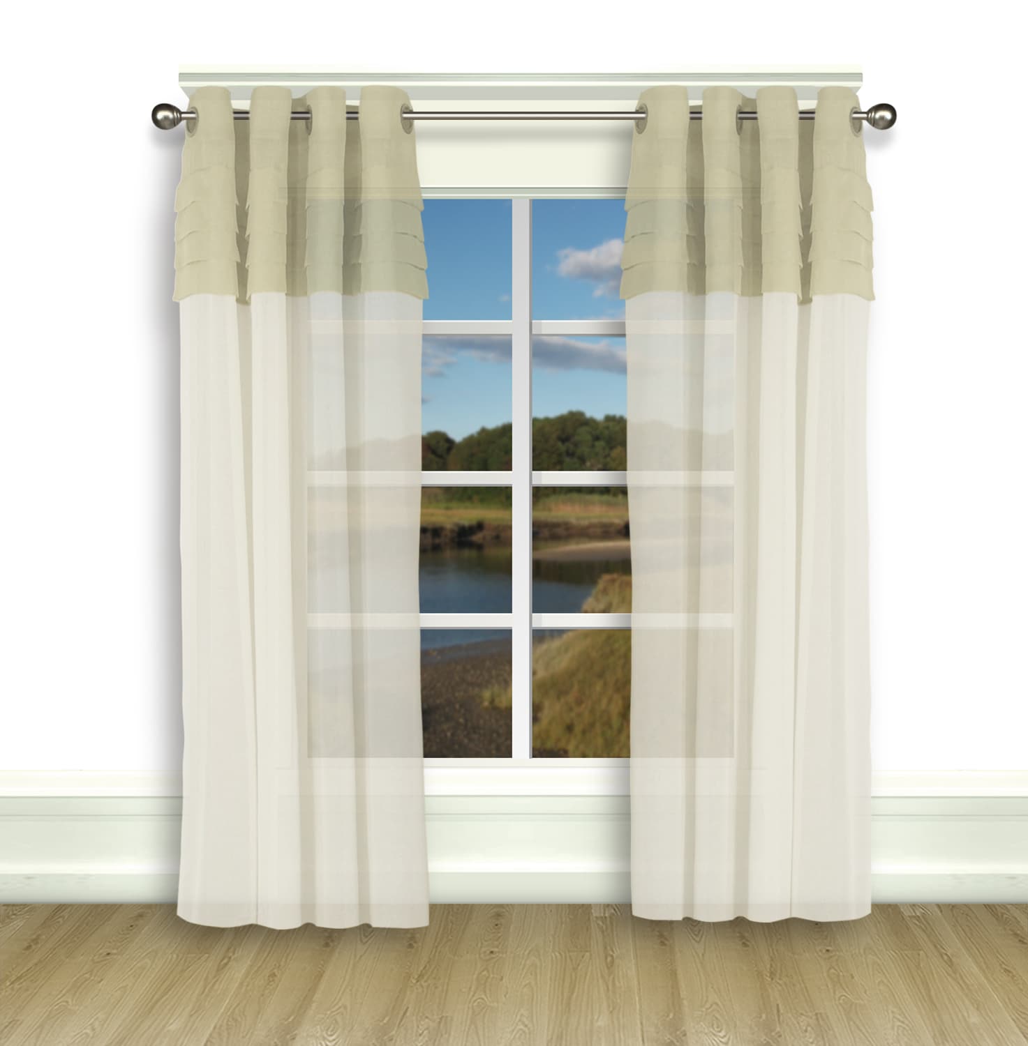 Ricardo Trading 02800-79-072-72 72-Inches Linen/ivory Semi-sheer Grommet Single curtain panel