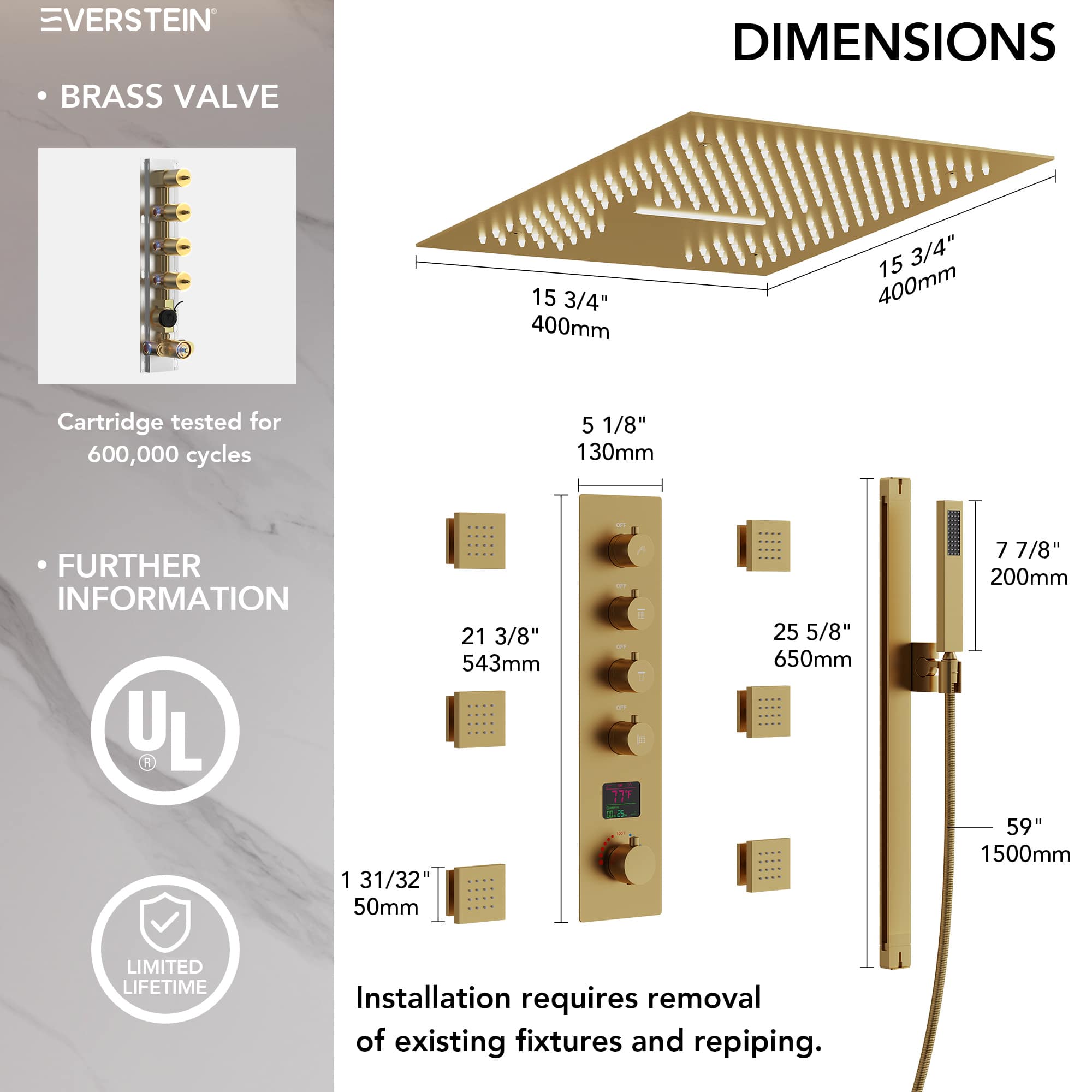 EVERSTEIN SFS-1027-GD16 Tub-Shower-Faucets - View #10