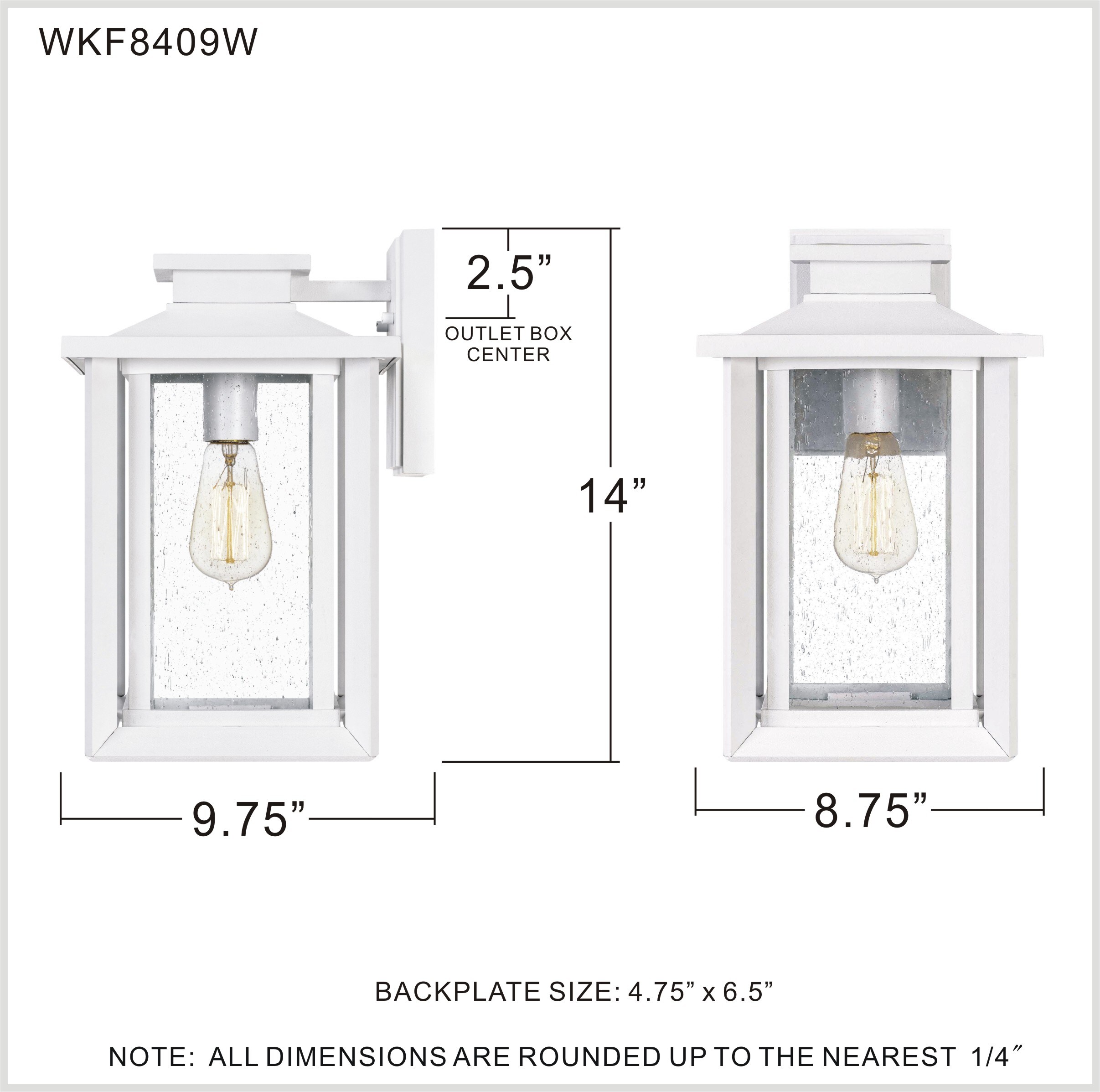 White Coastal Armour Outdoor Wall Lantern with Clear Seedy Glass