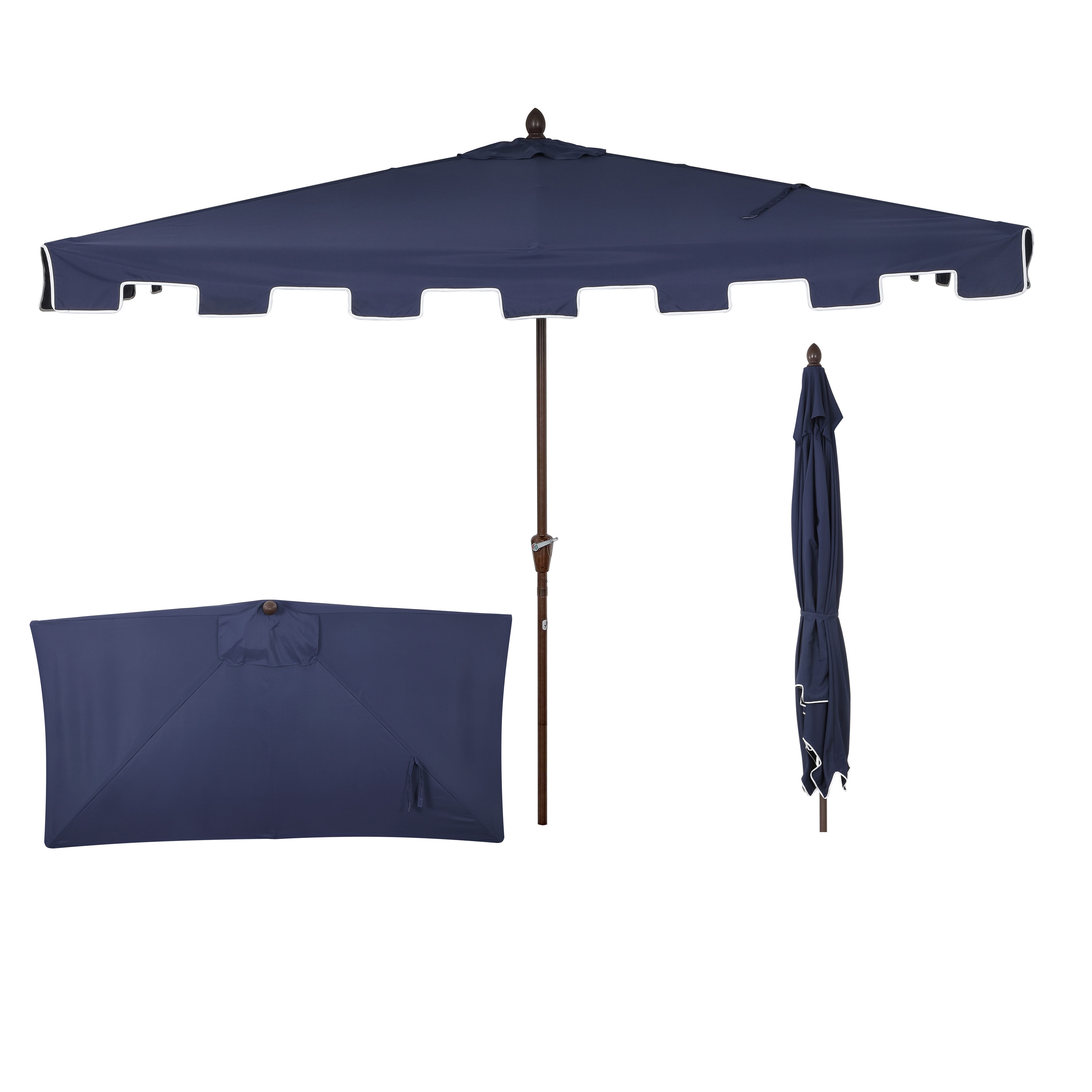 JONATHAN  Y UMB1200C 8.75-ft Aluminum Blue Crank Market Patio Umbrella