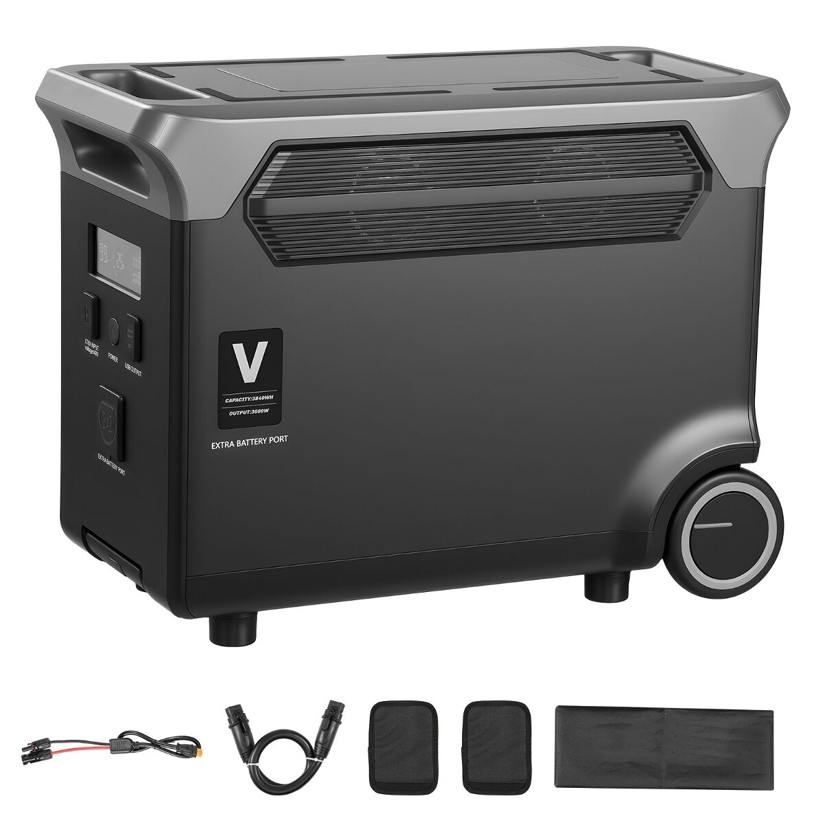Loheer 3840Wh LiFePO4 Portable Power Station Expansion Battery Backup with 3 Ports