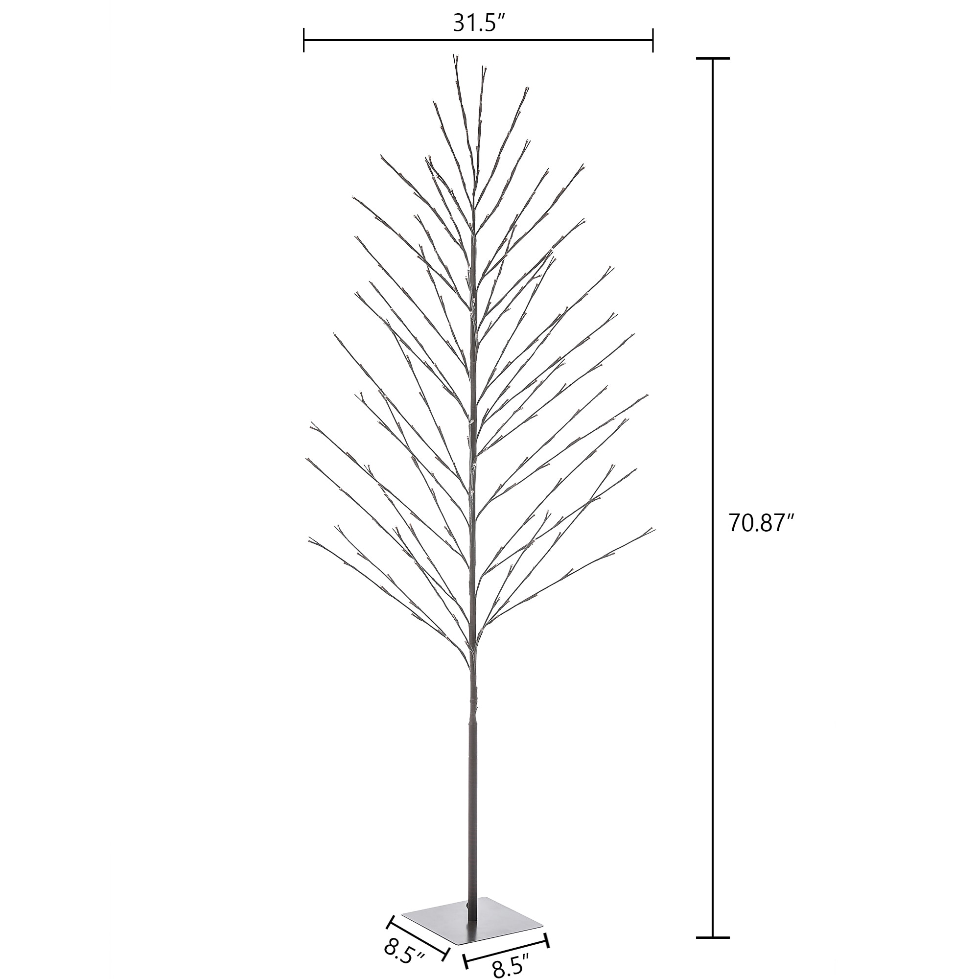 70.87" White LED Lighted Brown Birch Artificial Christmas Tree