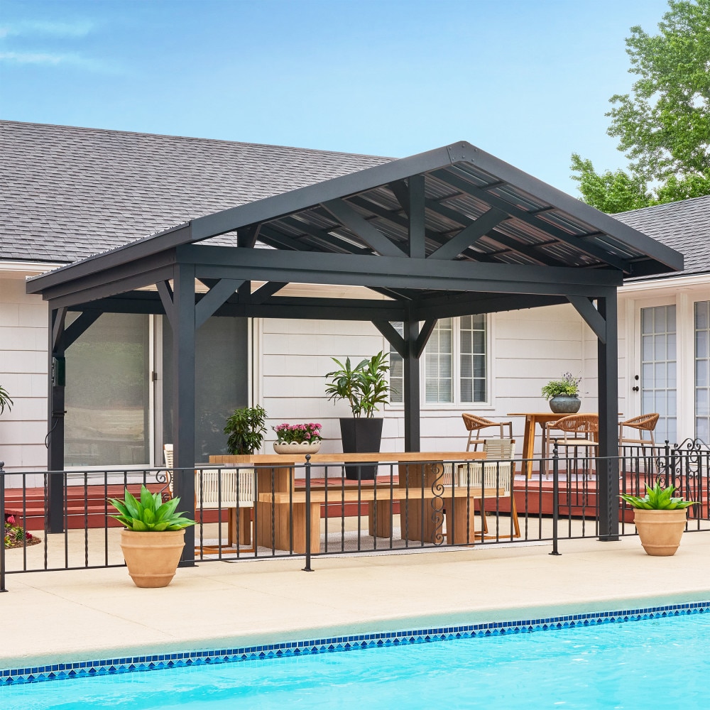 Range Outdoor Living - Lancaster Gazebo 14-ft x 14-ft Hardtop Roof Steel Gazebo